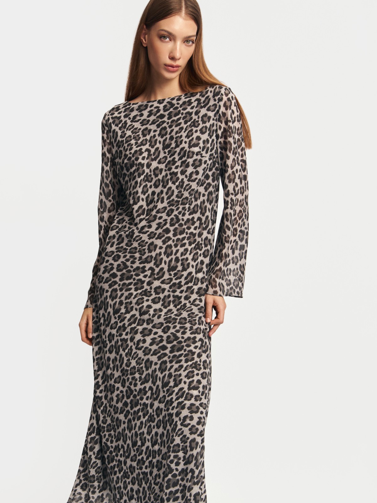 Платье миди с леопардовым принтом