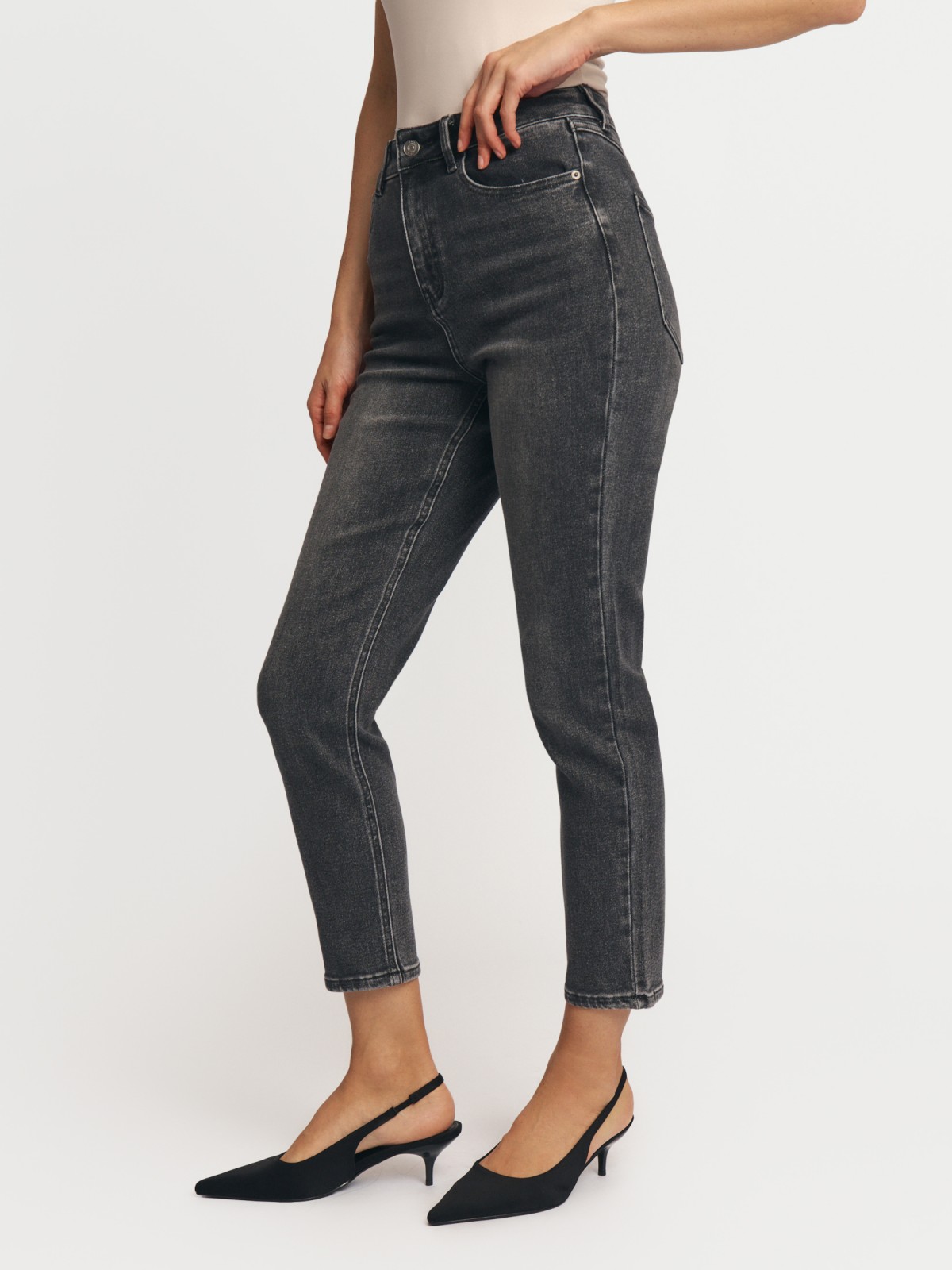 Джинсы силуэта Slim с высокой посадкой