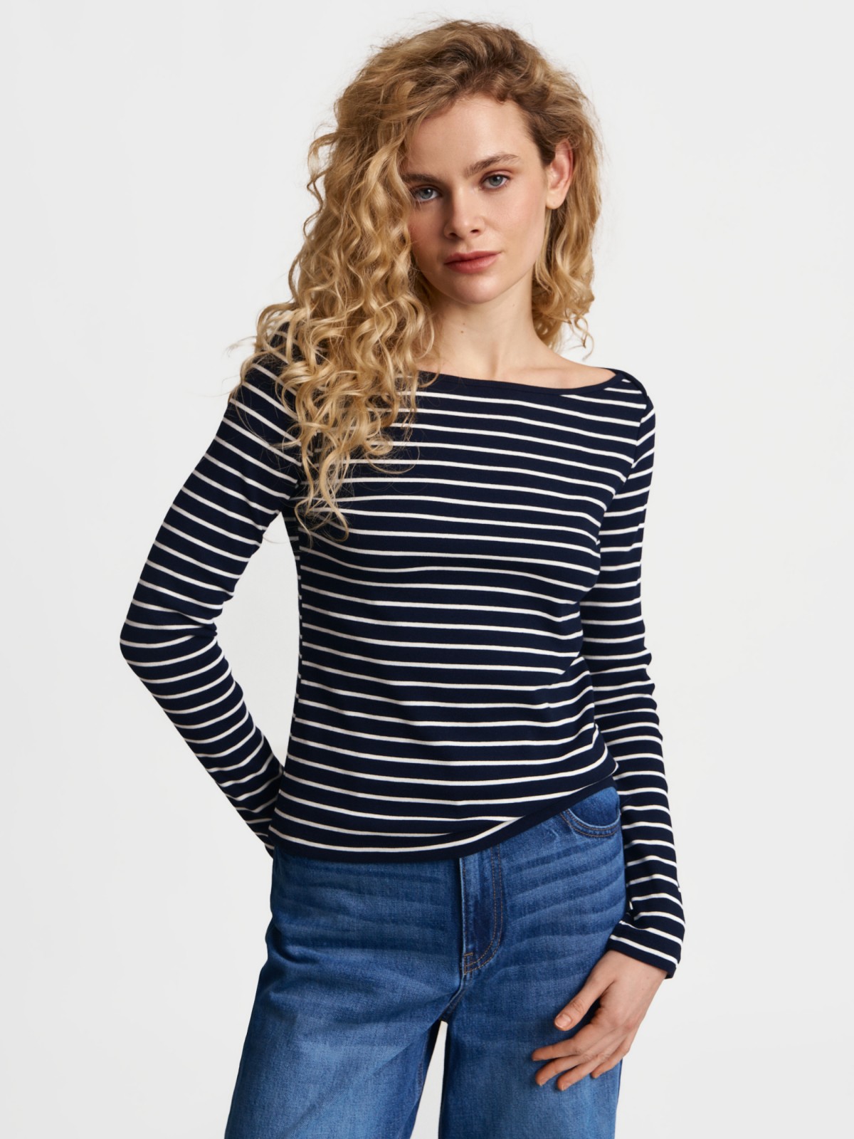 Лонгслив из хлопка в полоску