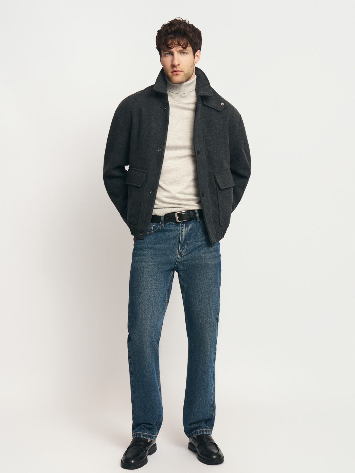 Тёплая куртка-бомбер с шерстью