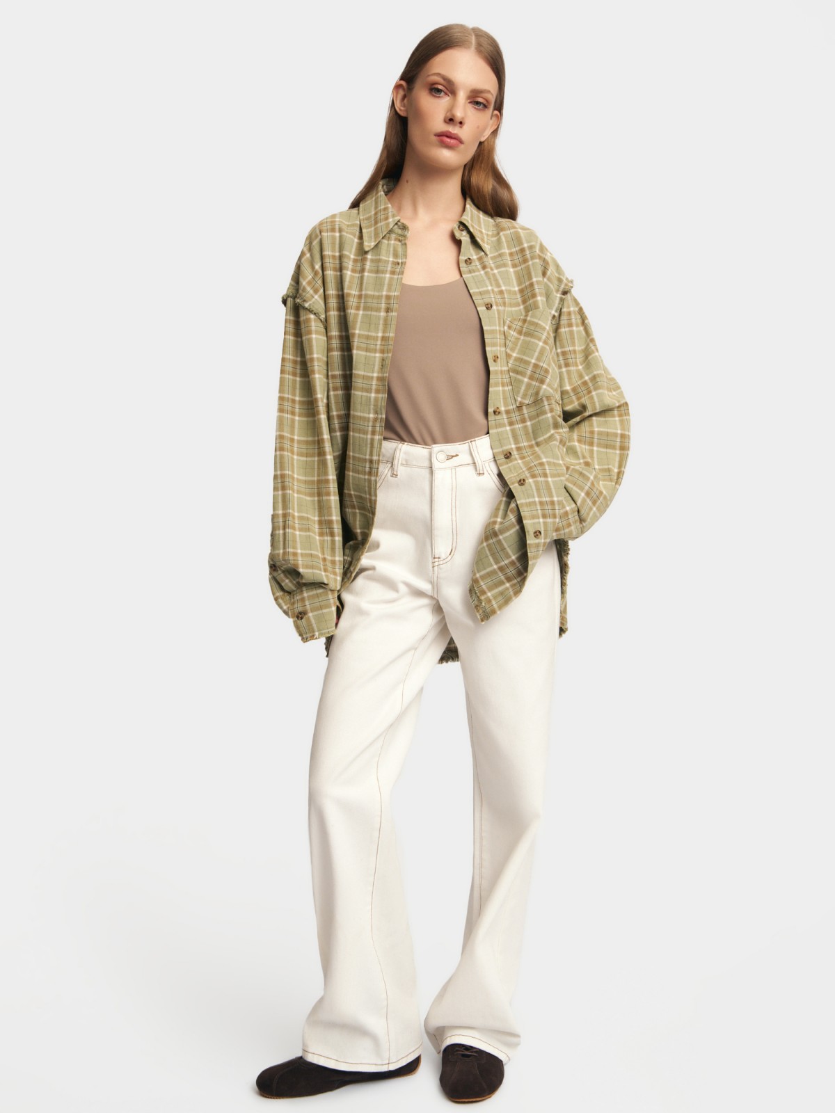 Верхняя рубашка оверсайз из фланели в клетку