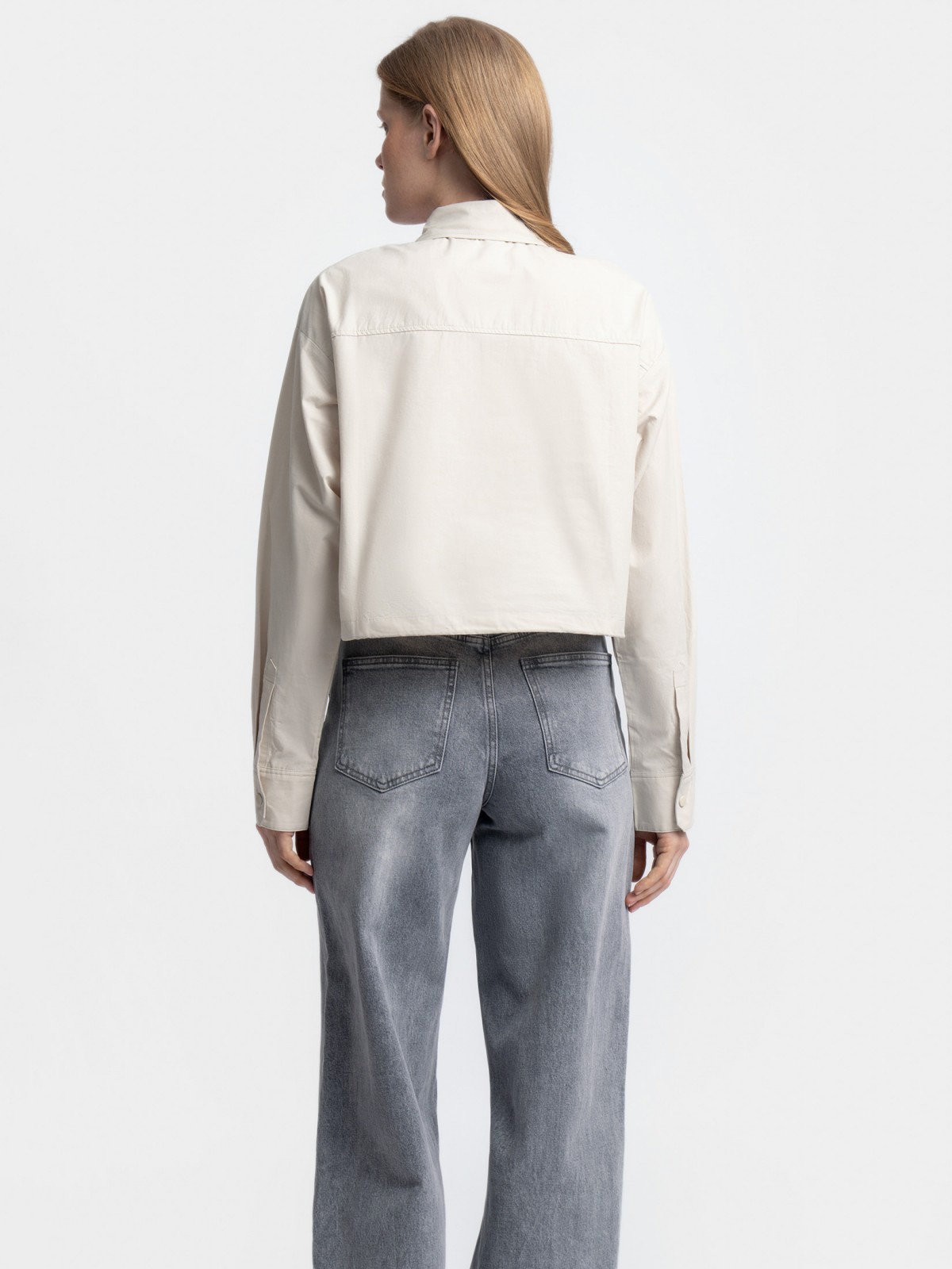 Блузка-рубашка из хлопка на кулиске