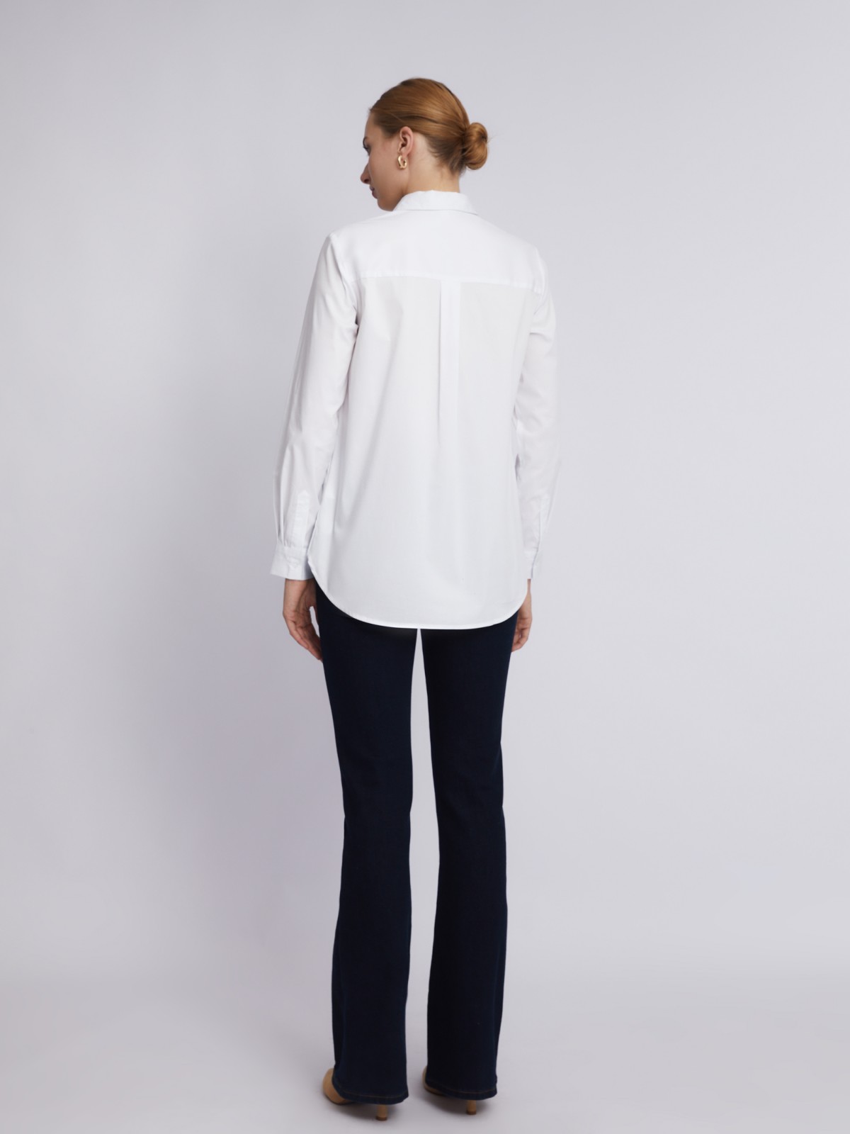 Офисная рубашка с длинным рукавом zolla 023311159152, цвет белый, размер XS - фото 6