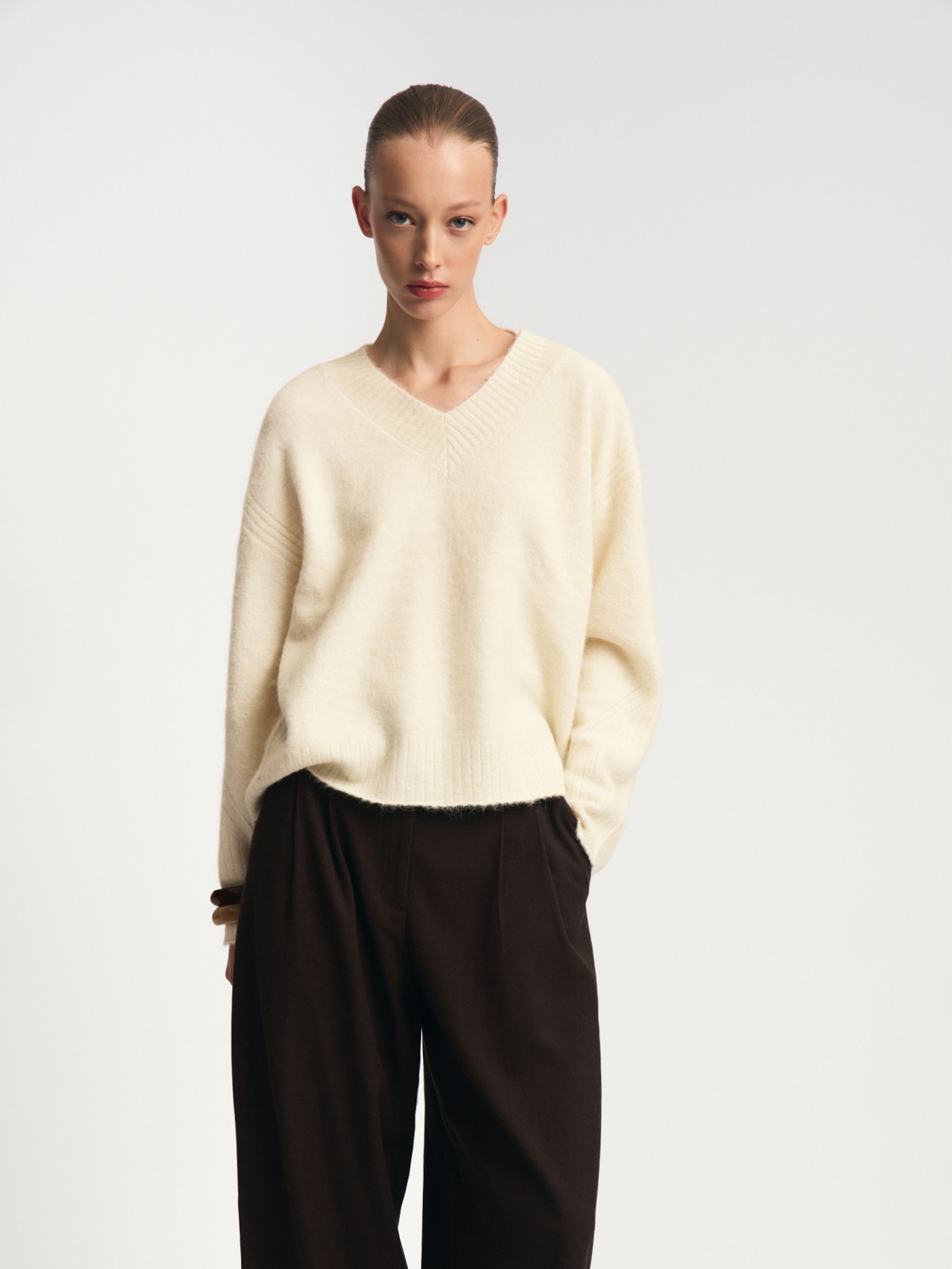 Вязаный пуловер с шерстью