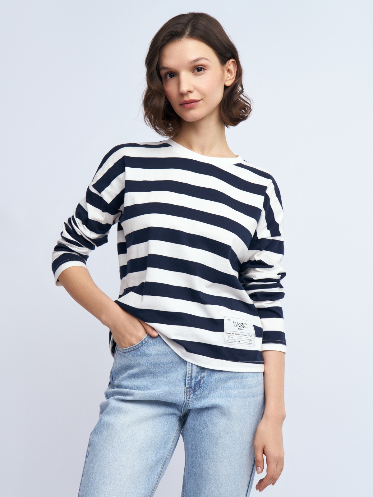 Лонгслив-тельняшка с узором в полоску из хлопка