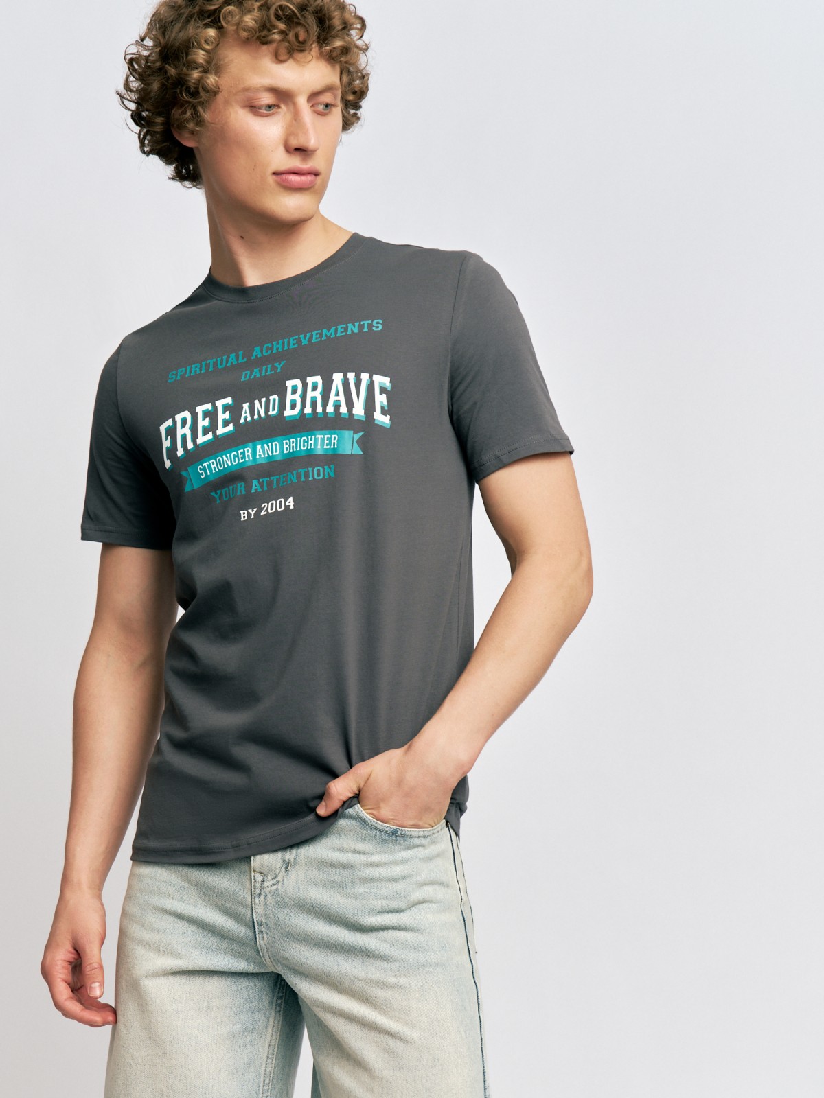 Футболка из хлопка с принтом-надписью