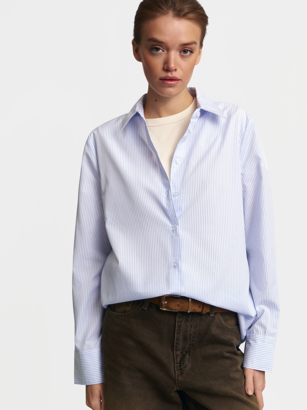Рубашка прямого силуэта в полоску