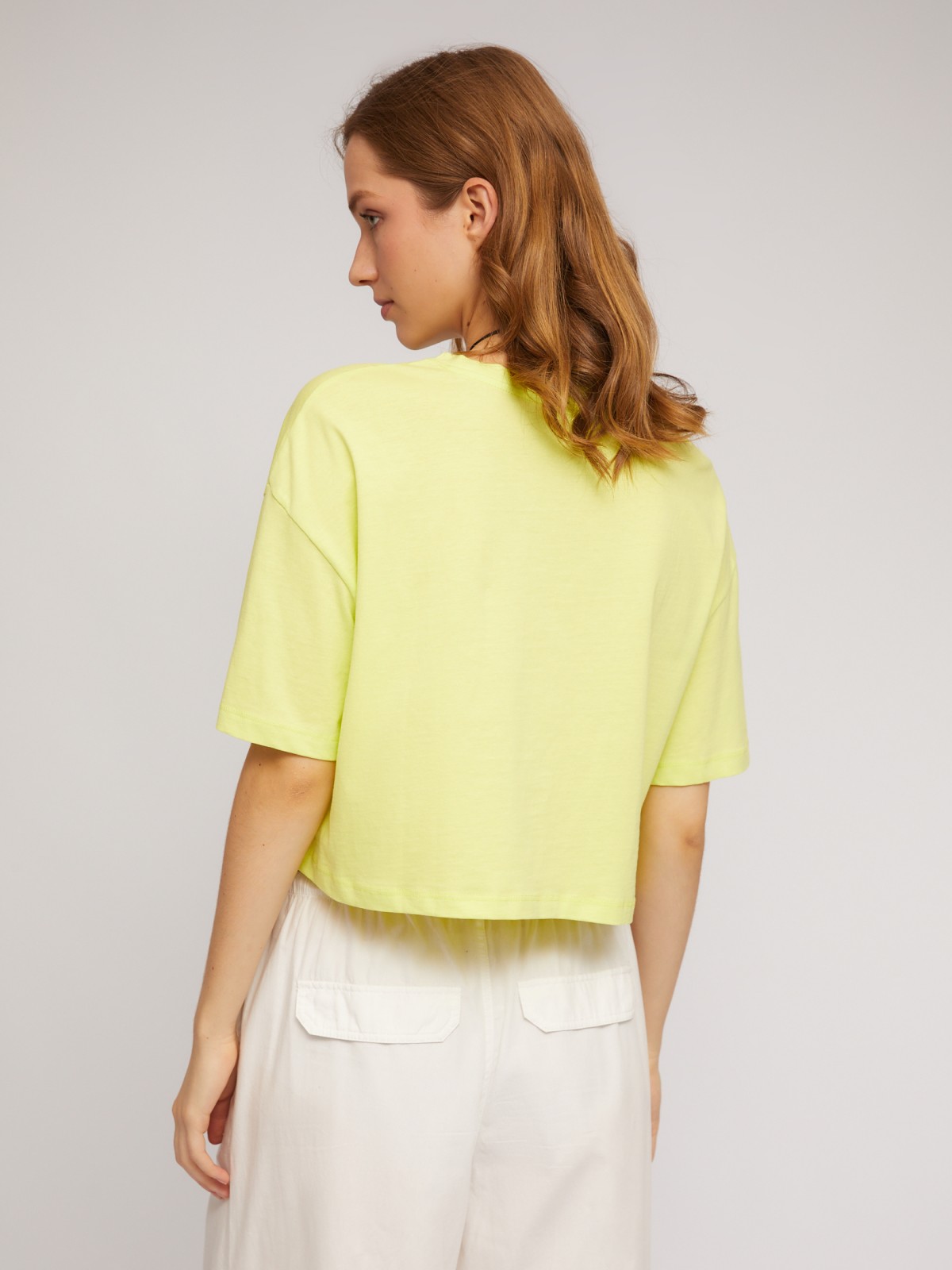 Трикотажный короткий топ-футболка из хлопка