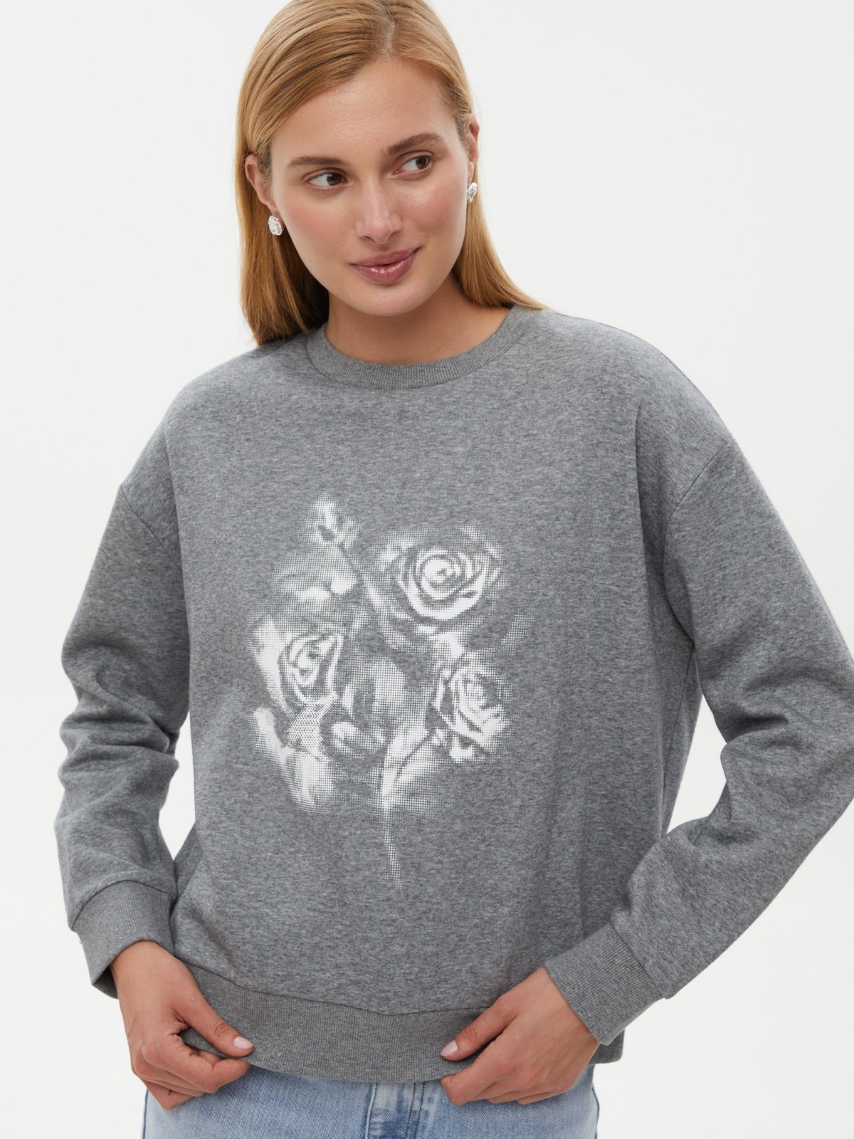 Утеплённый свитшот с начёсом и принтом