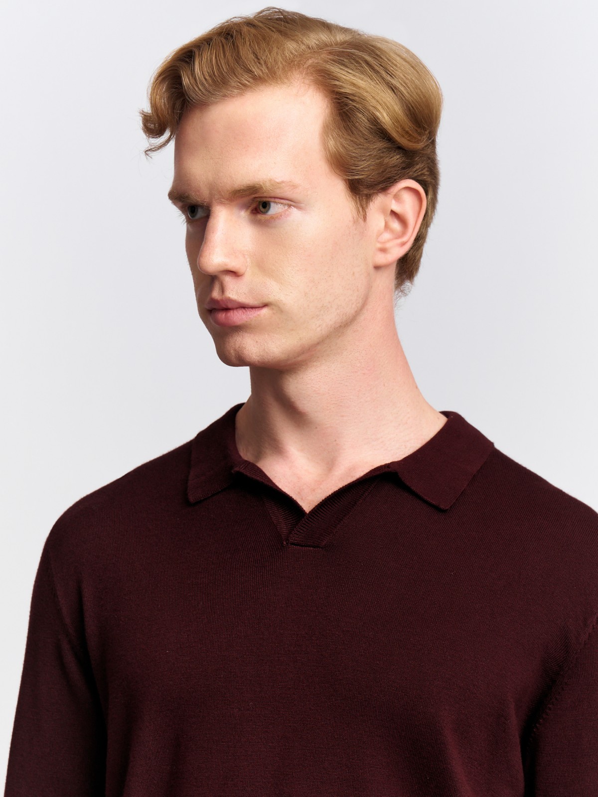 Трикотажный джемпер поло с длинным рукавом