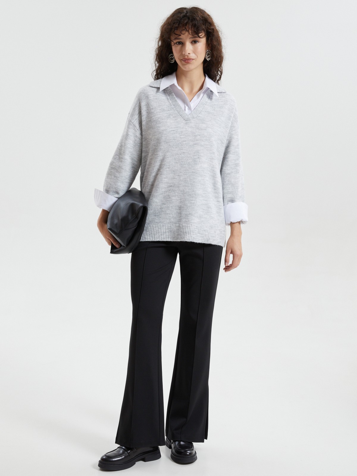 Трикотажные брюки фасона Bootcut с разрезами