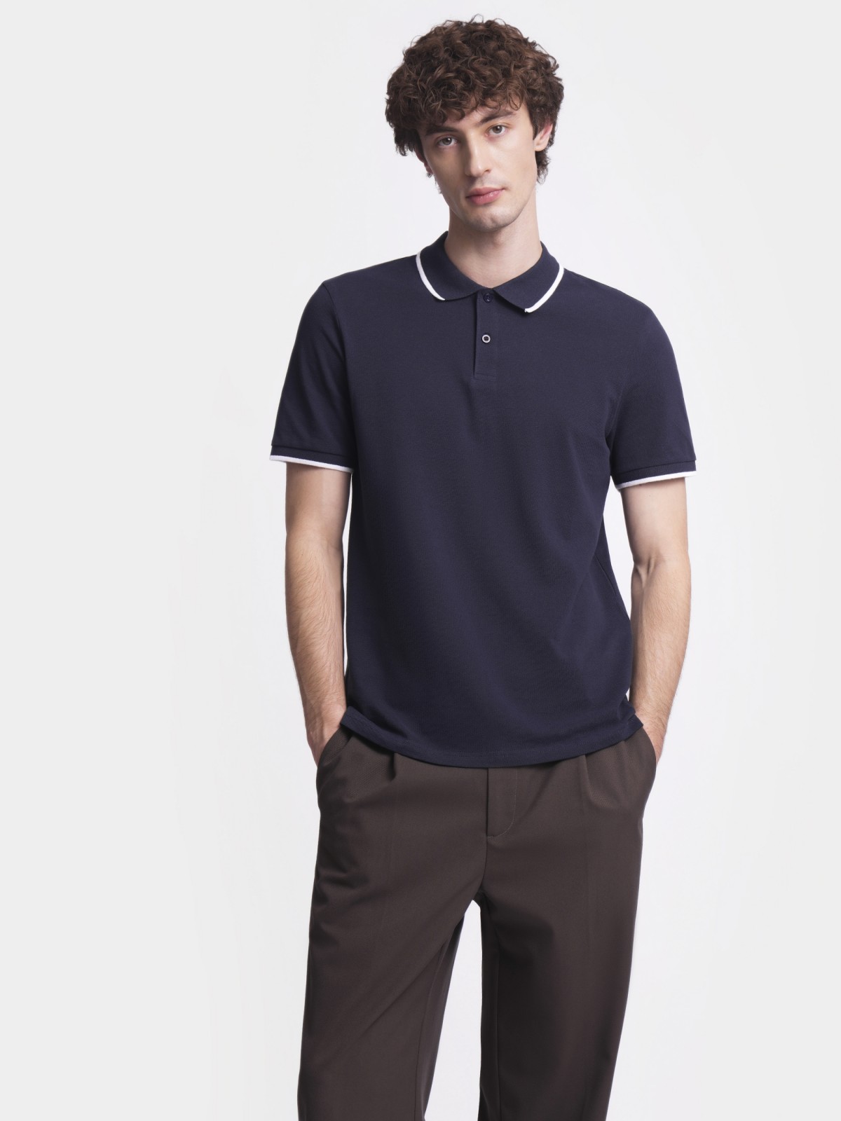 Футболка поло из хлопка однотонная