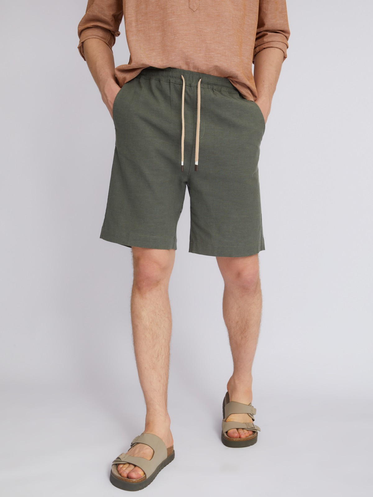 Шорты на резинке из льна