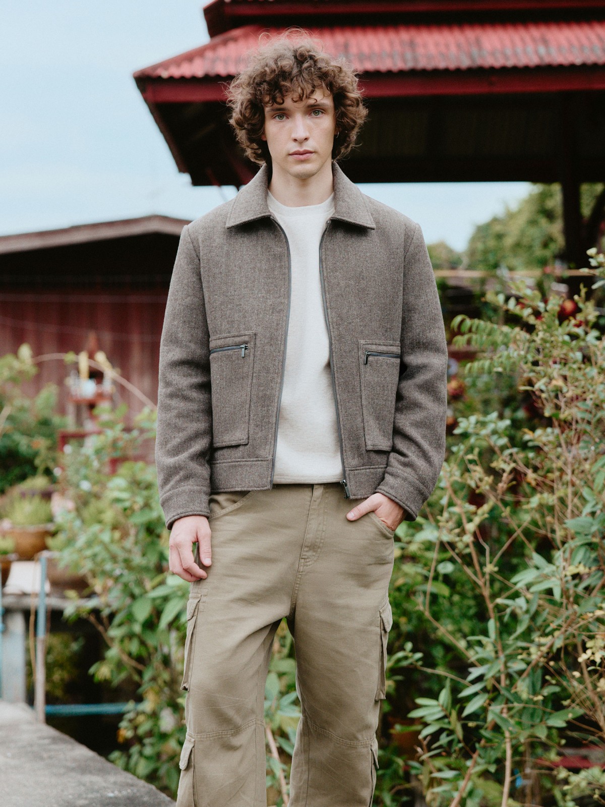 Тёплая шерстяная куртка-рубашка на молнии