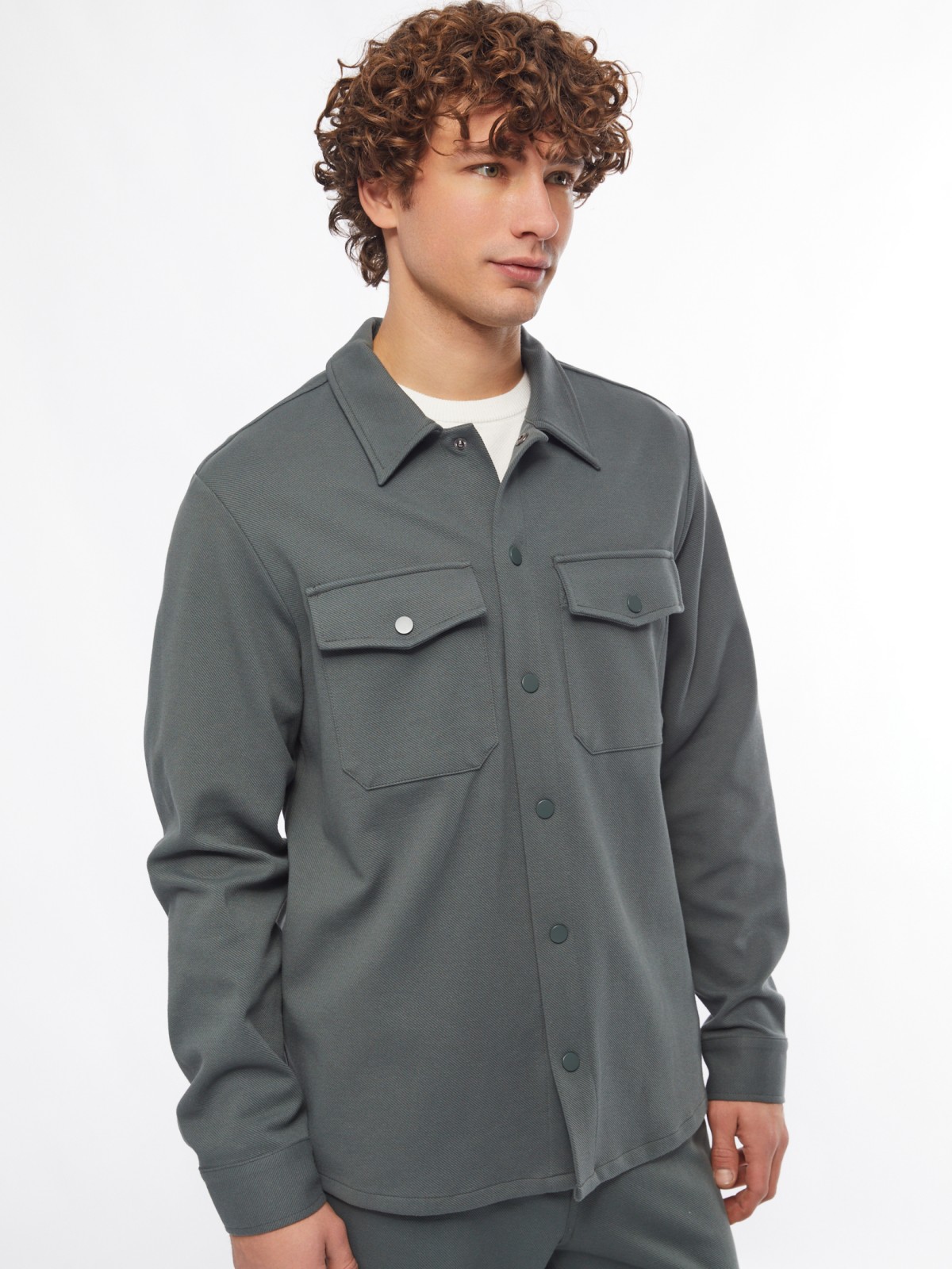 Куртка-рубашка на кнопках с длинным рукавом