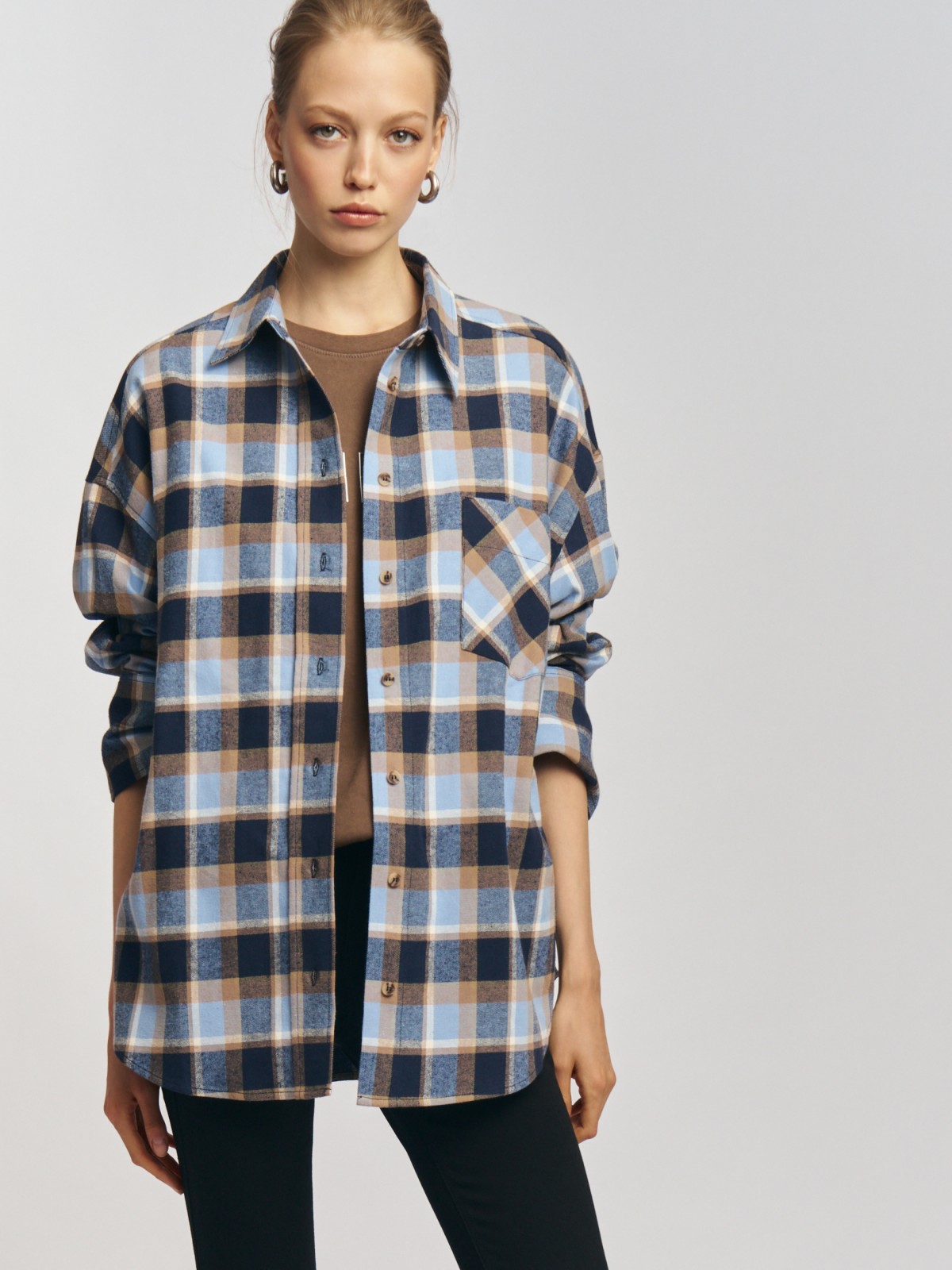 Фланелевая рубашка из хлопка в клетку