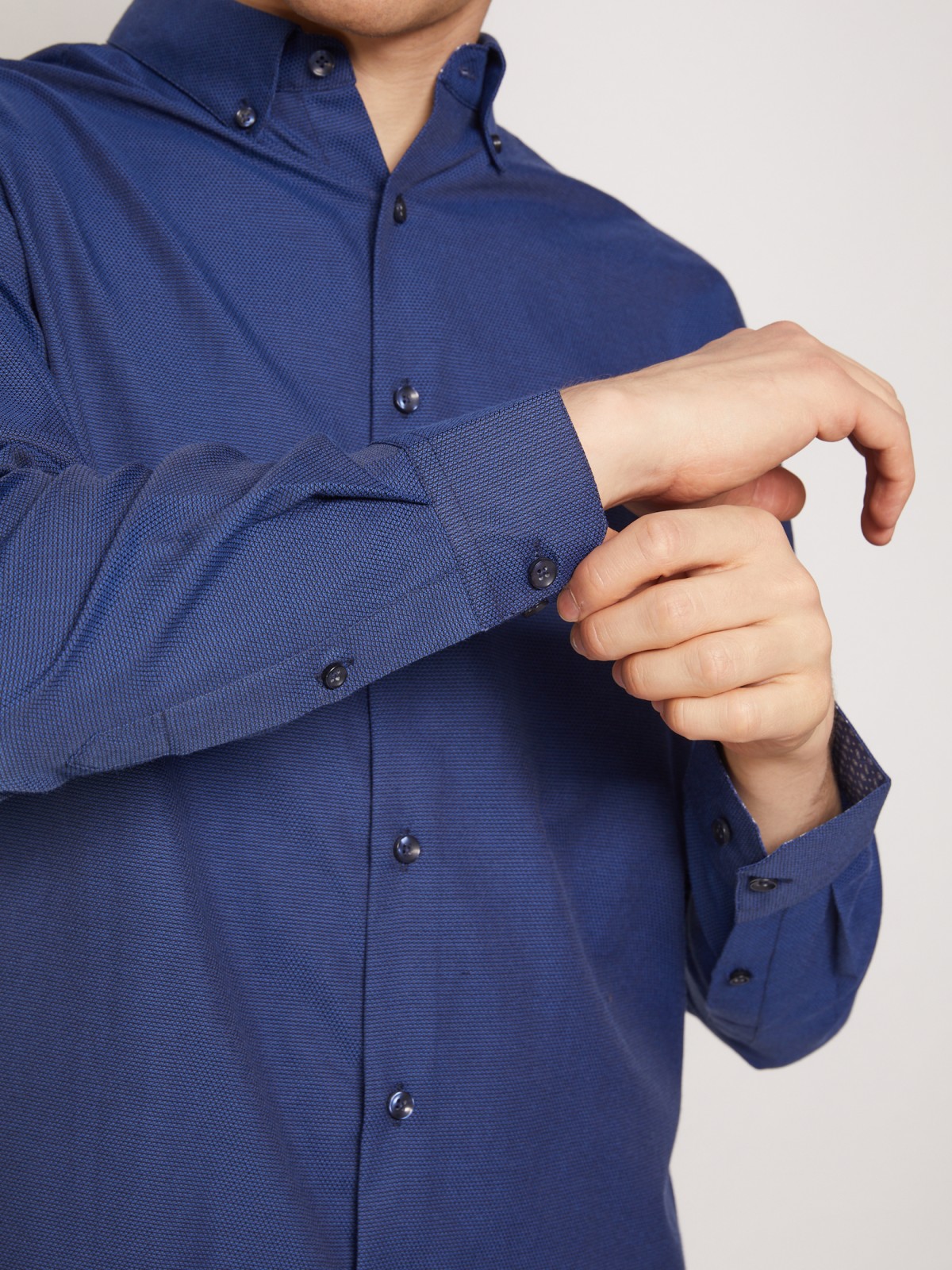 Рубашка приталенного силуэта zolla 011332159043, цвет темно-синий, размер S - фото 5