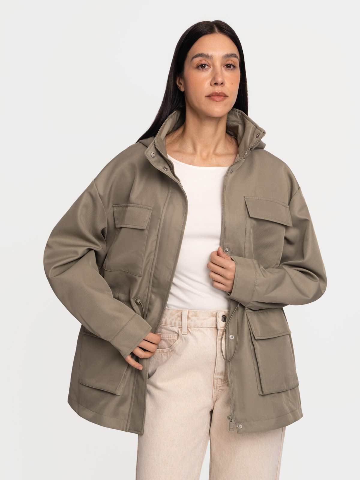 Куртка-парка с капюшоном и кулиской