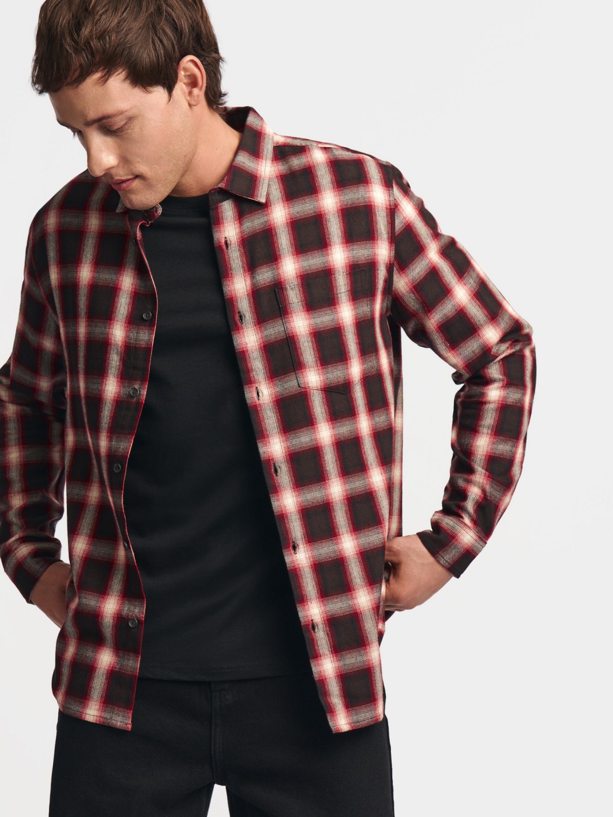 Рубашка в клетку с длинным рукавом