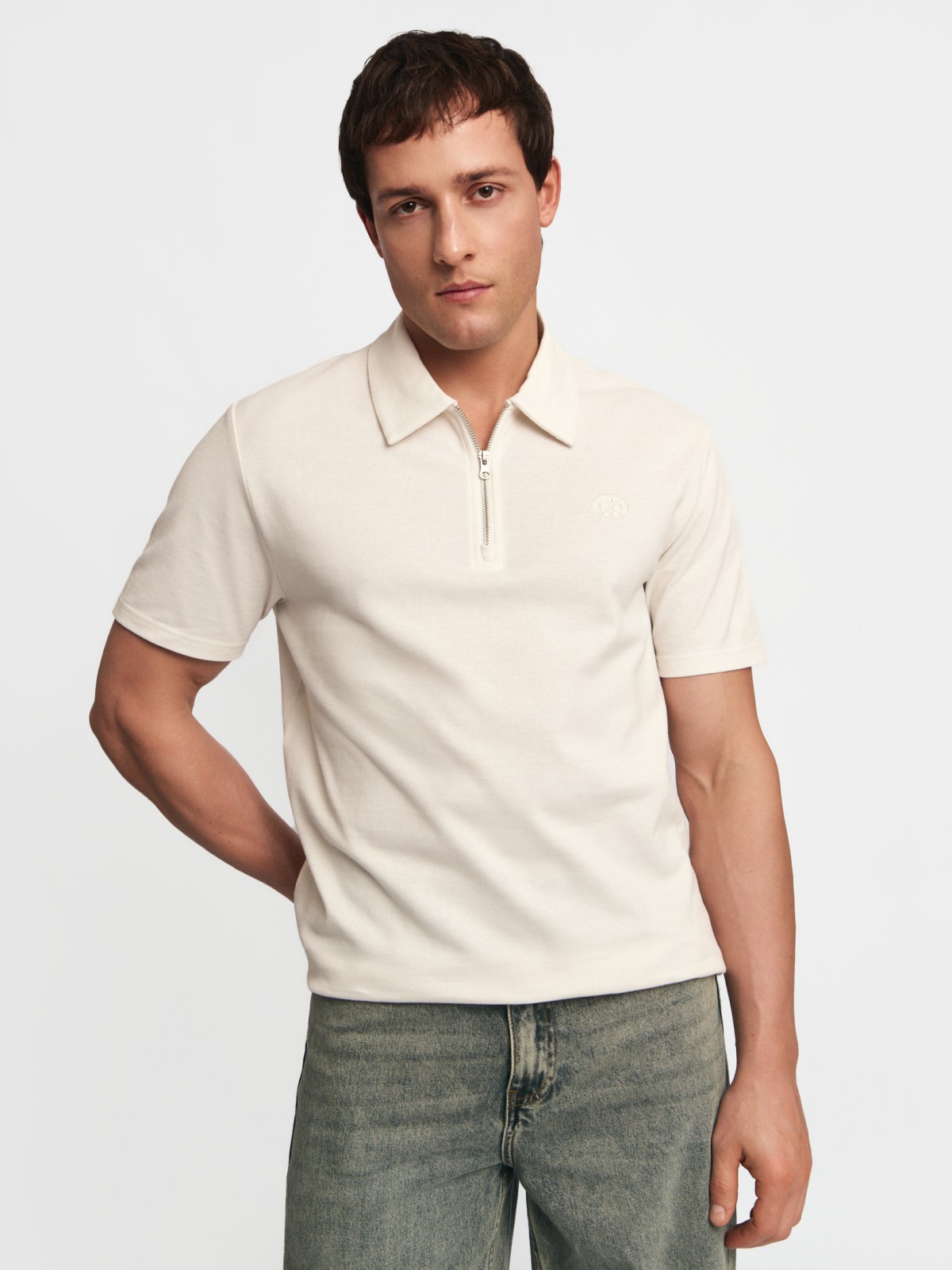 Футболка поло из хлопка на молнии 1399₽