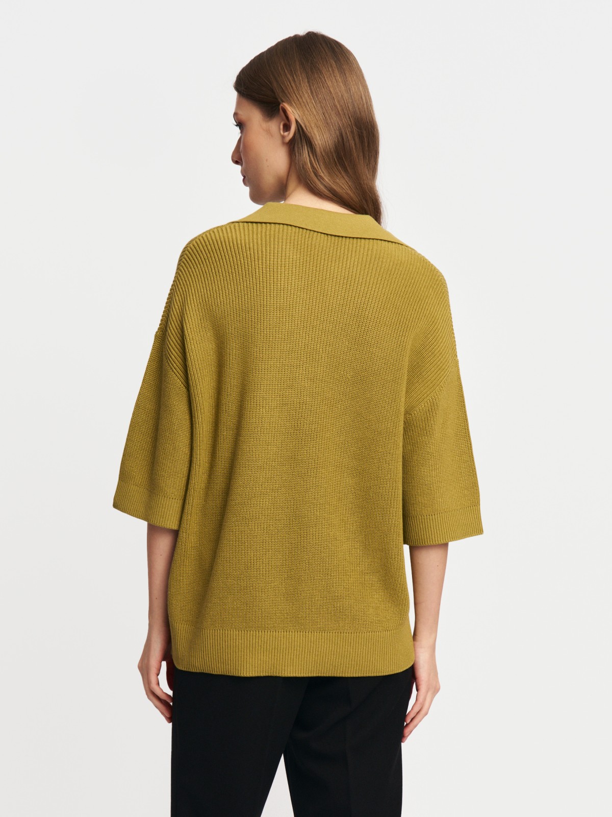 Трикотажный джемпер поло с коротким рукавом