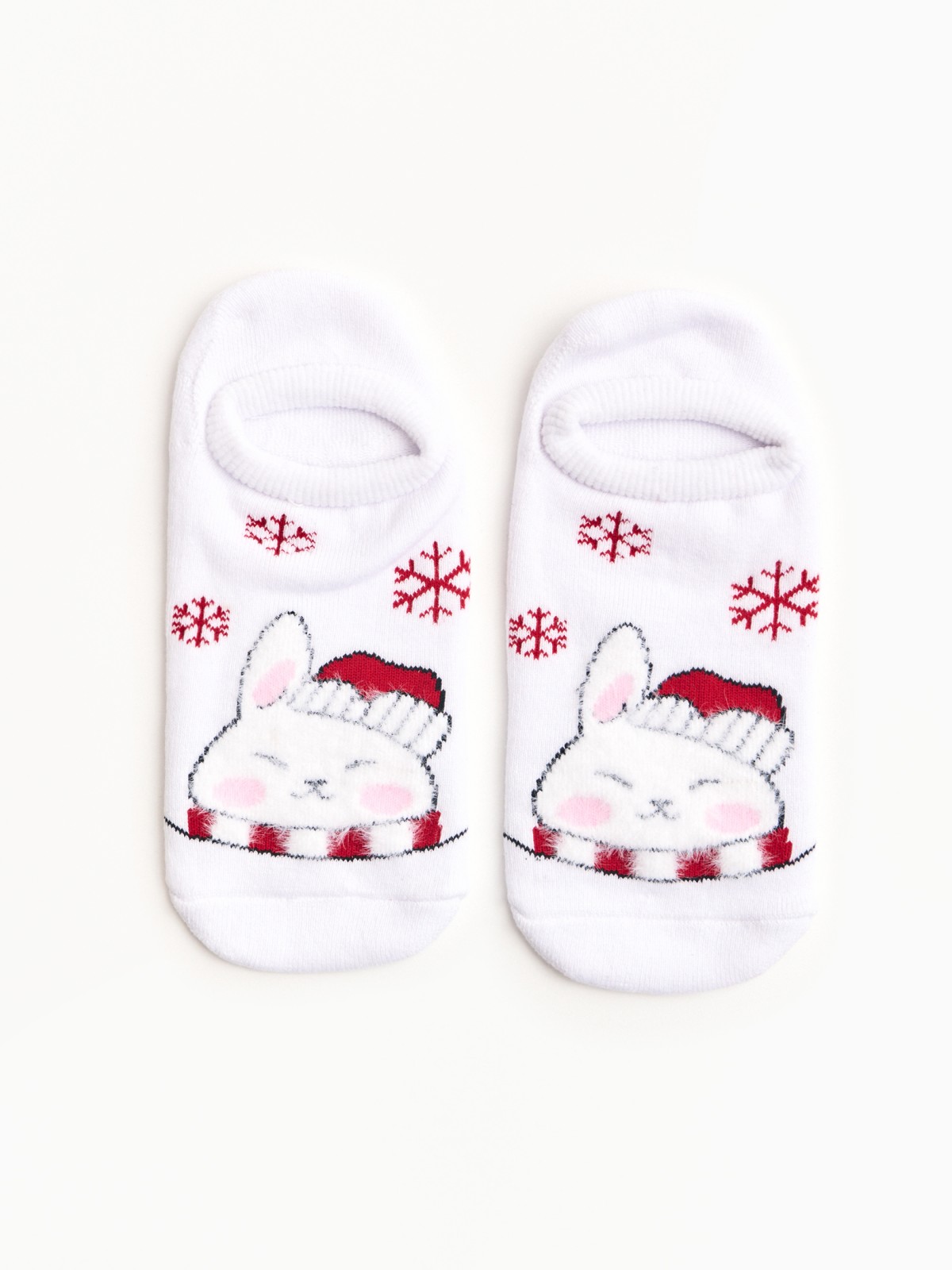 Тёплые махровые носки-подследники с новогодним рисунком