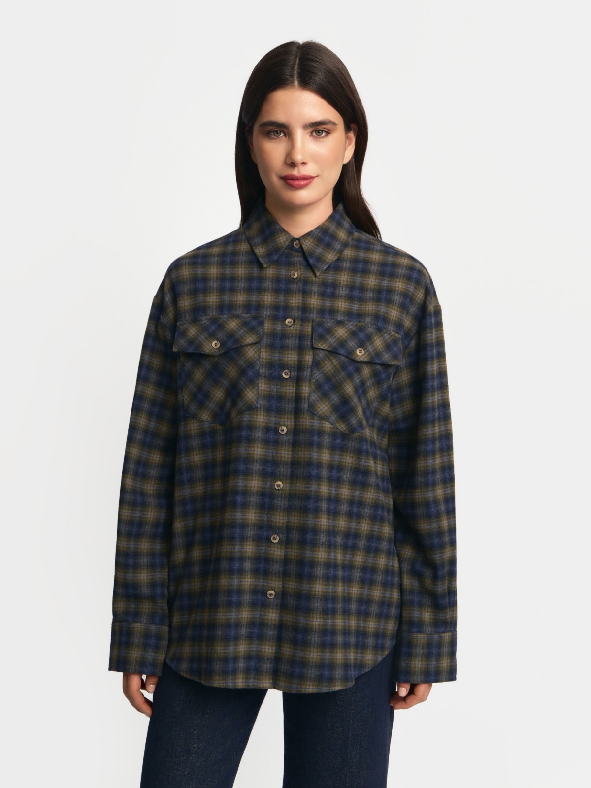 Верхняя рубашка оверсайз из фланели в клетку