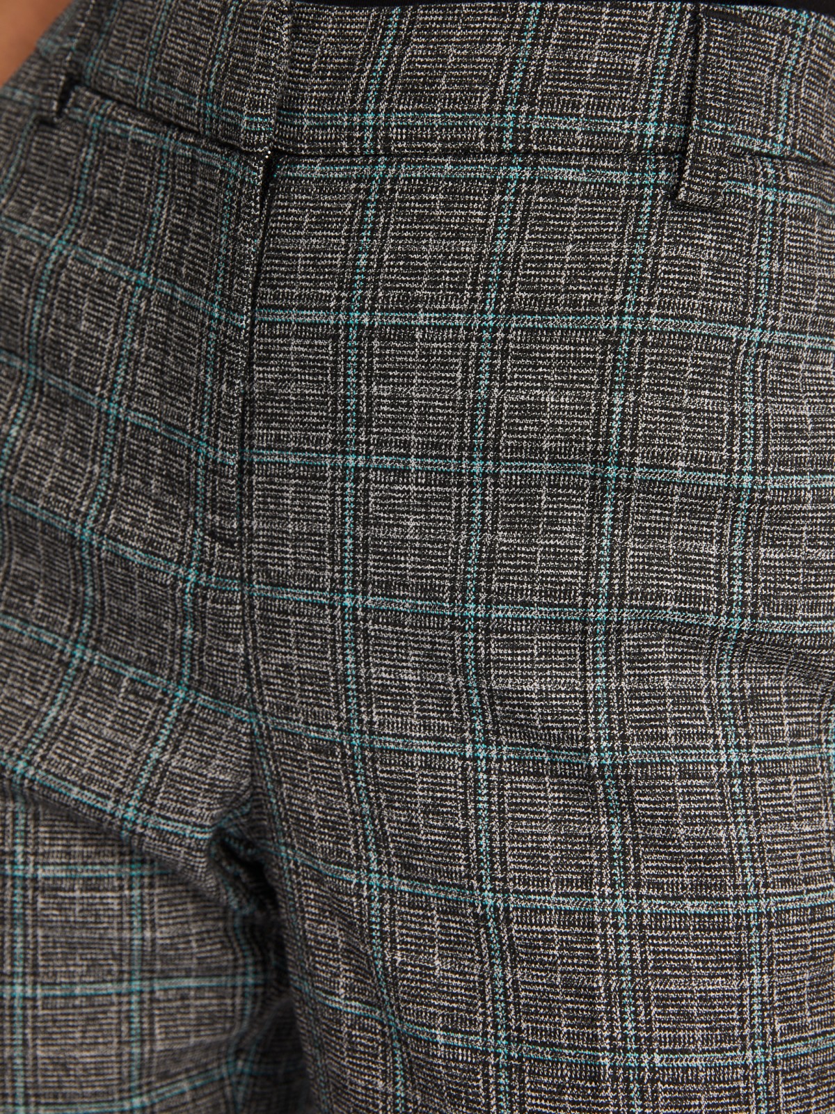 Офисные брюки прямого силуэта со стрелками и узором в клетку zolla 02333730L013, цвет темно-серый, размер XS - фото 4