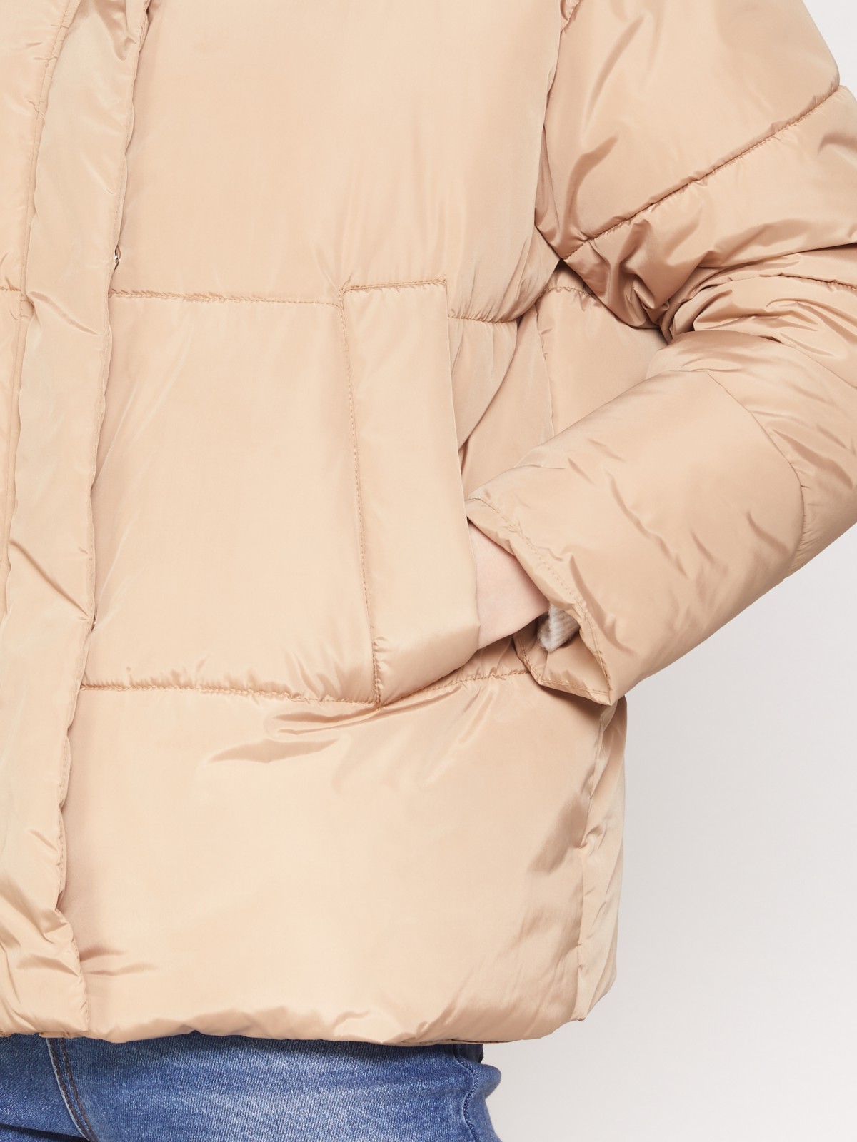 Тёплая куртка с высоким воротником-стойкой zolla 02133512J494, цвет бежевый, размер XS - фото 2