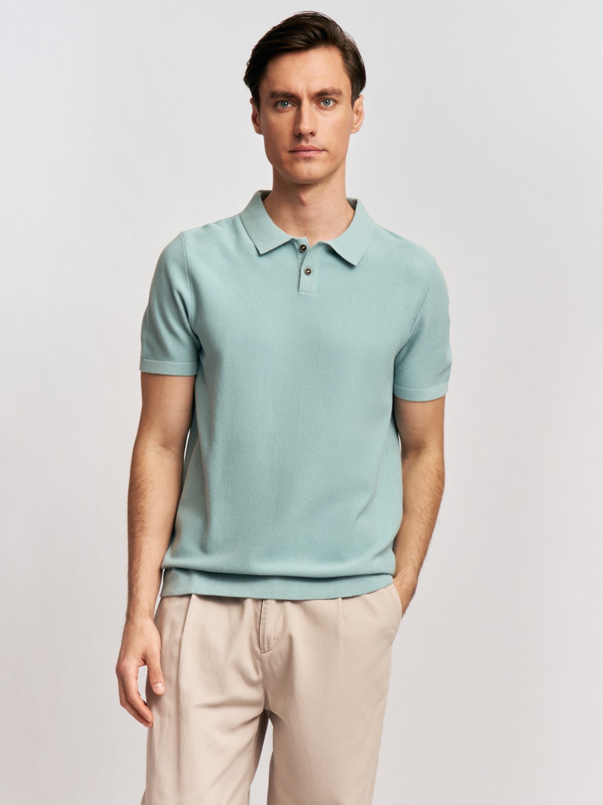 Футболка поло из вязаного трикотажа