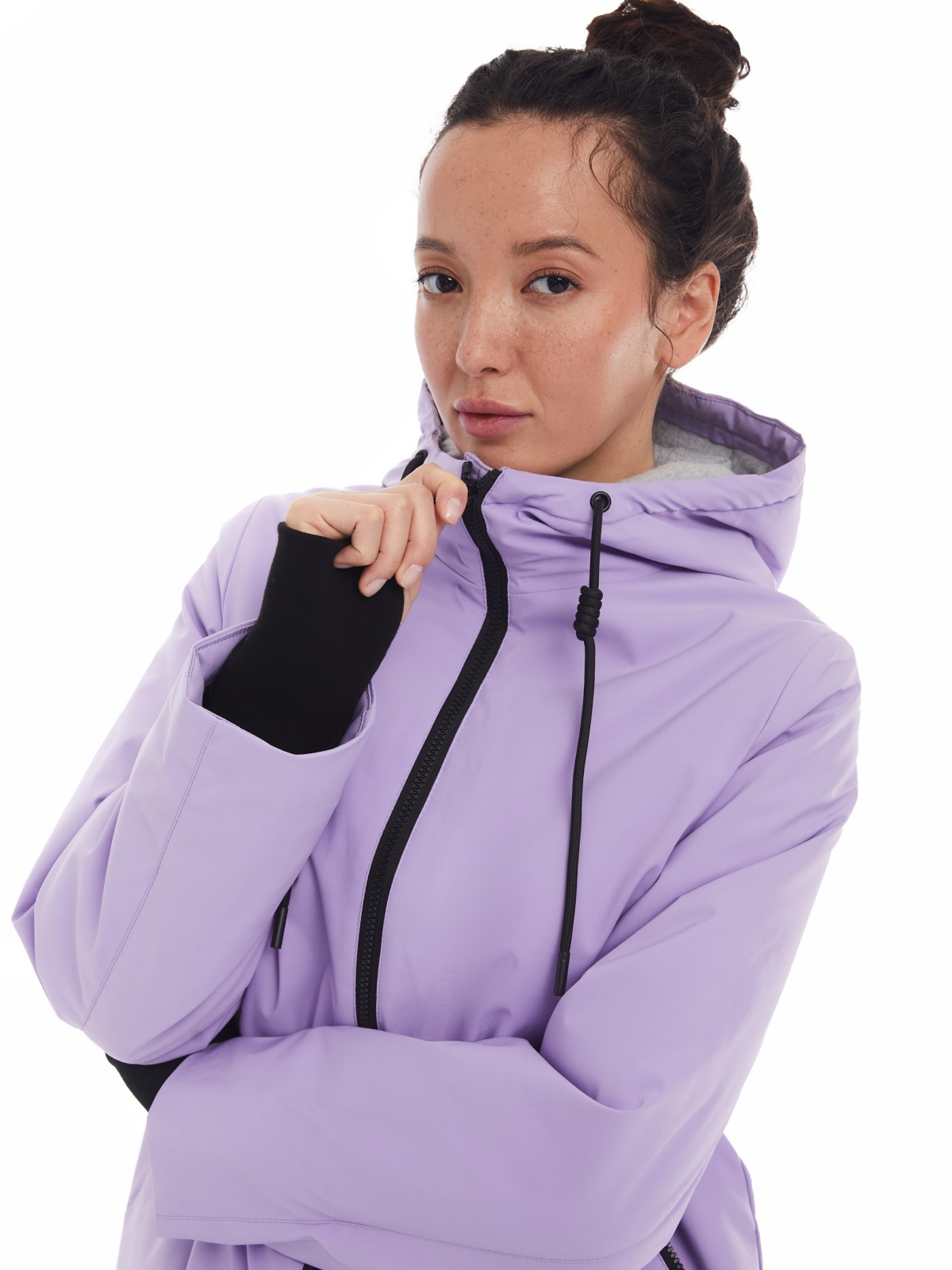 Утеплённая куртка на молнии с капюшоном zolla 024125102144, цвет лиловый, размер XS - фото 4