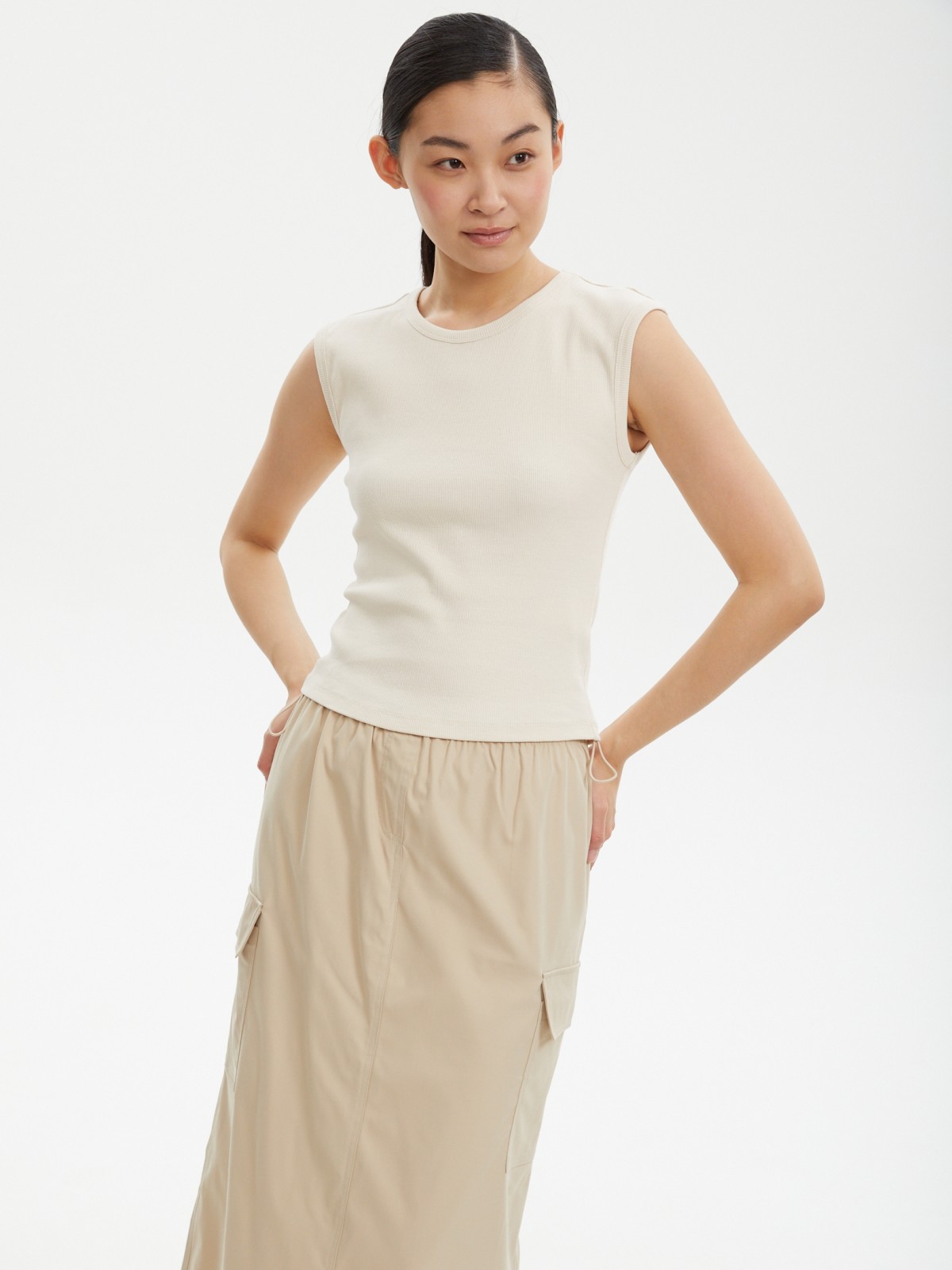 Футболка-топ из хлопка без рукавов