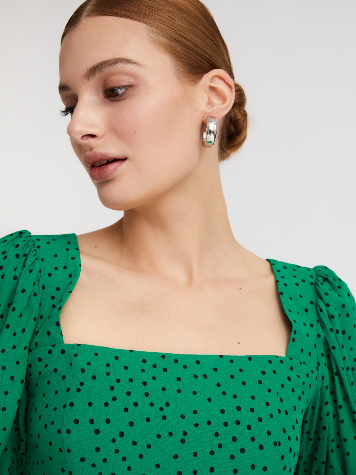 Блузка с короткими рукавами zolla 023241259061, цвет зеленый, размер XXS - фото 5