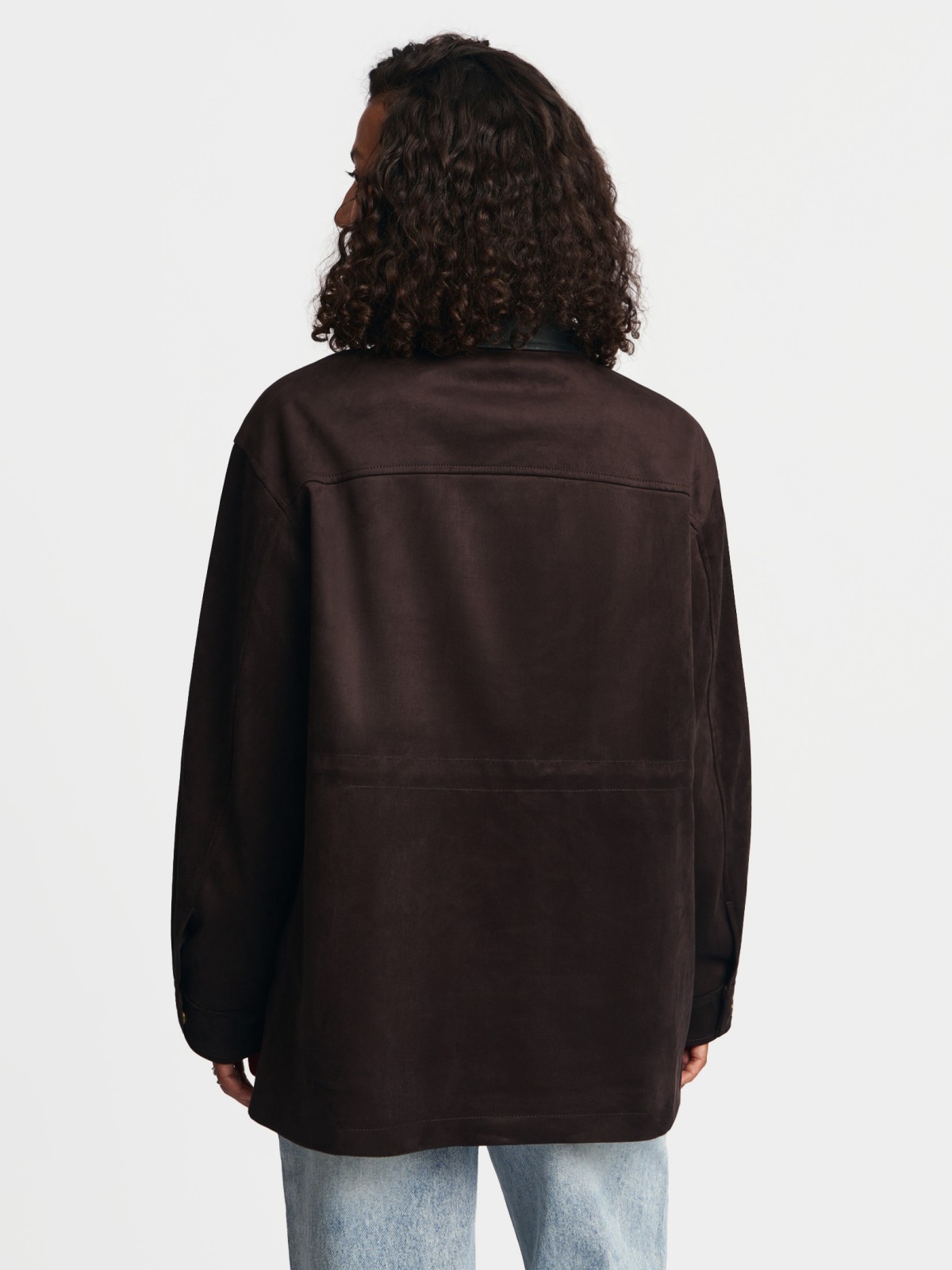 Куртка из экозамши с воротником