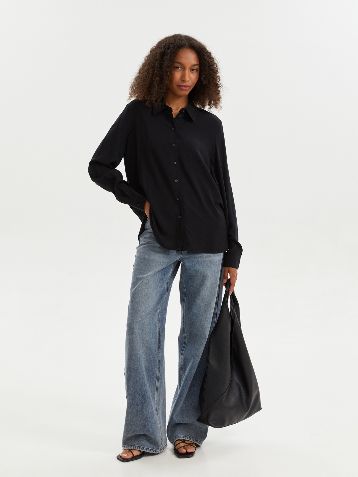 Офисная рубашка из вискозы с длинным рукавом