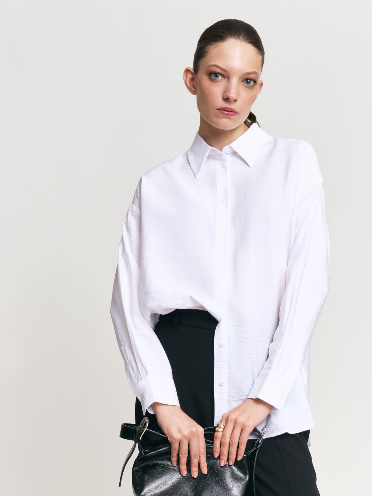 Рубашка из фактурной ткани с длинным рукавом