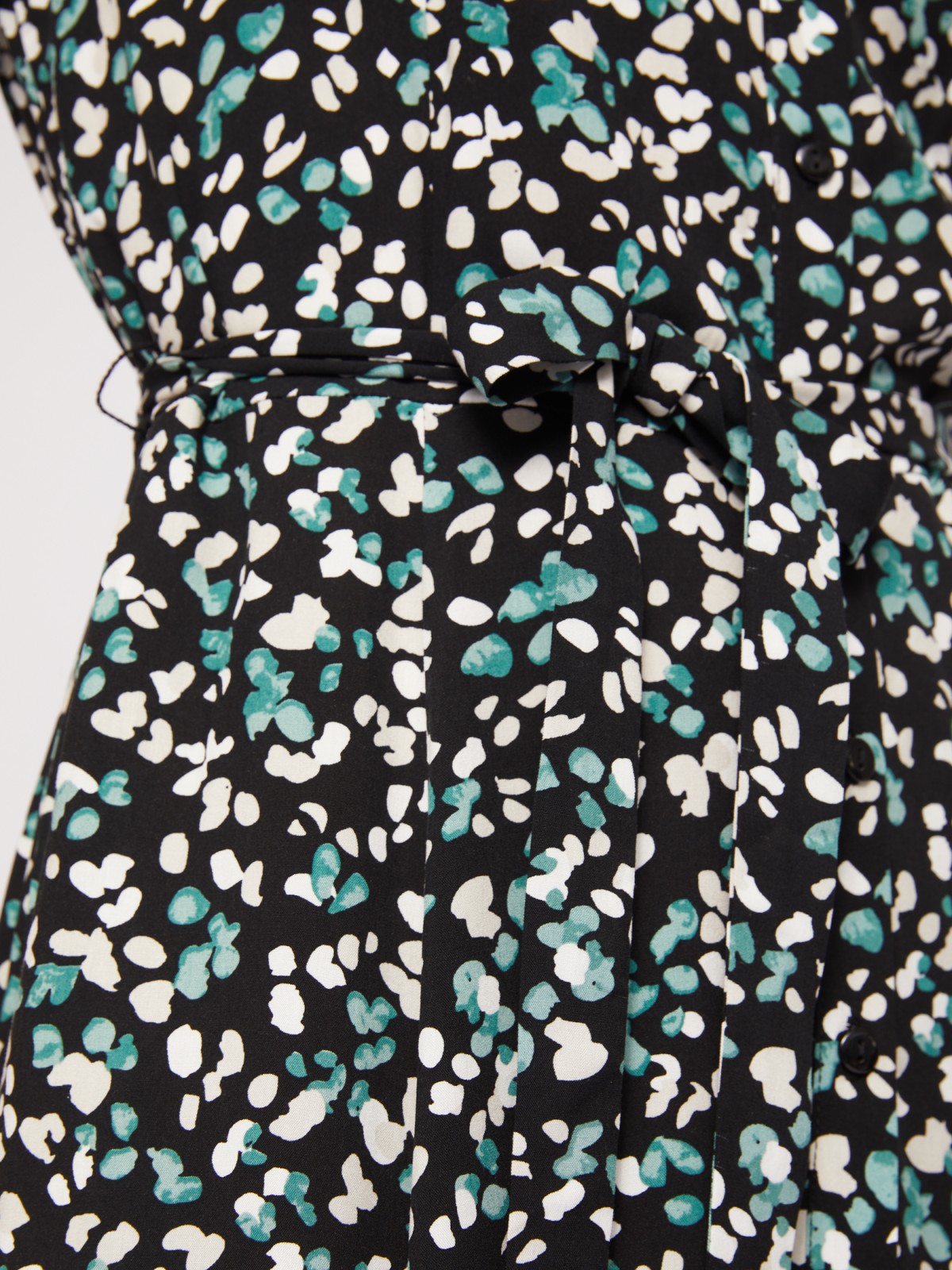 Платье-рубашка из вискозы с принтом и с поясом zolla 02421827Y443, цвет черный, размер S - фото 5