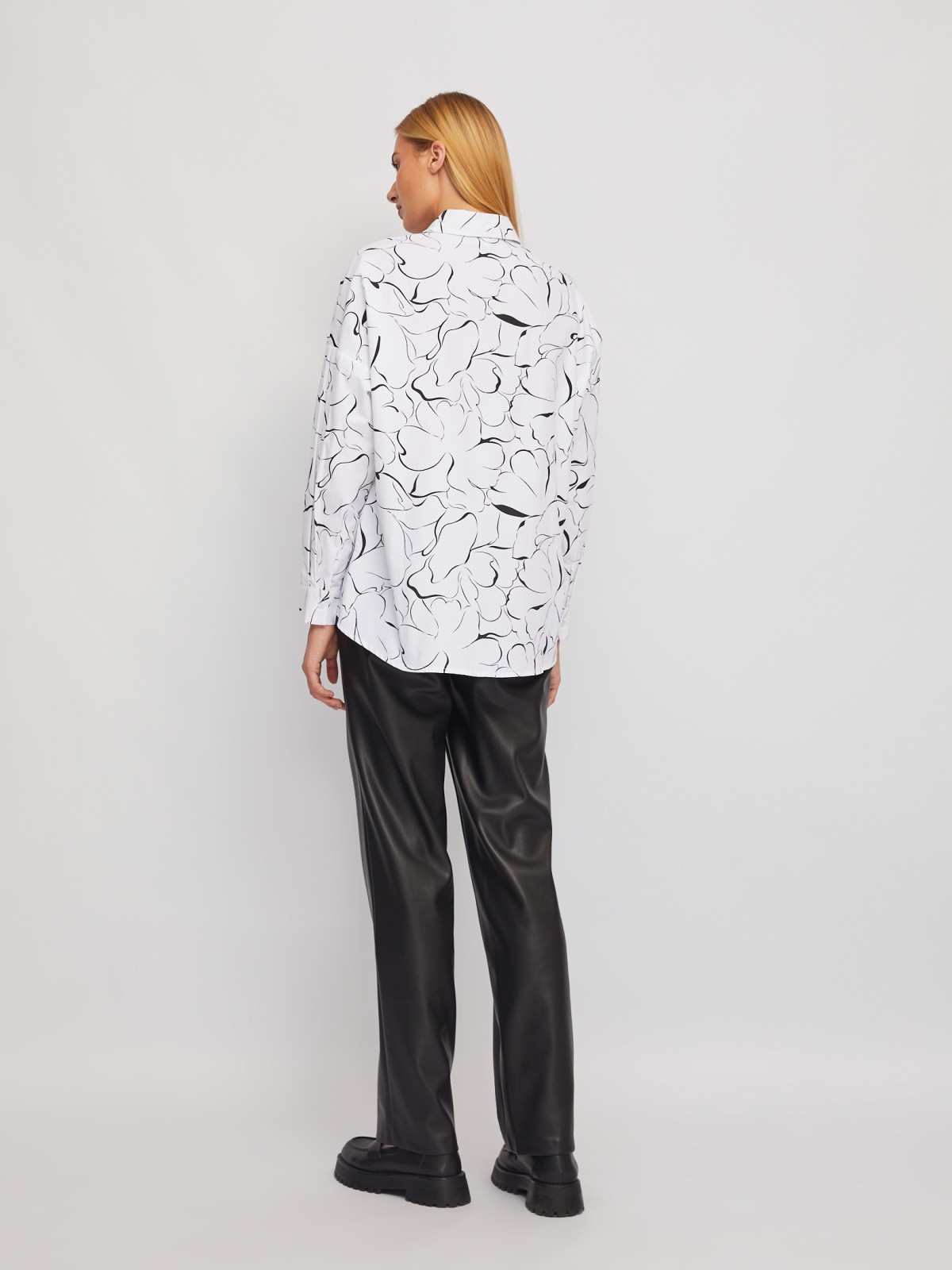 Рубашка оверсайз силуэта с цветочным принтом zolla 02411118Y072, размер XS - фото 6