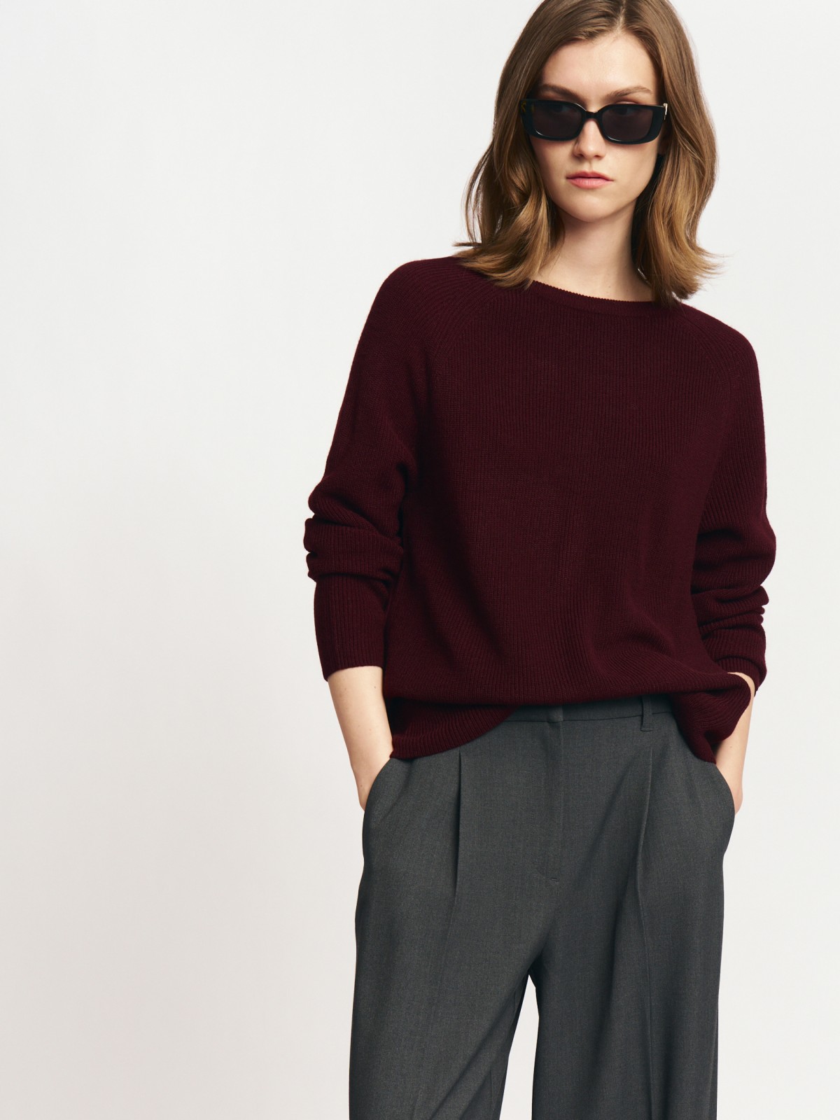 Вязаный джемпер из акрила с длинным рукавом