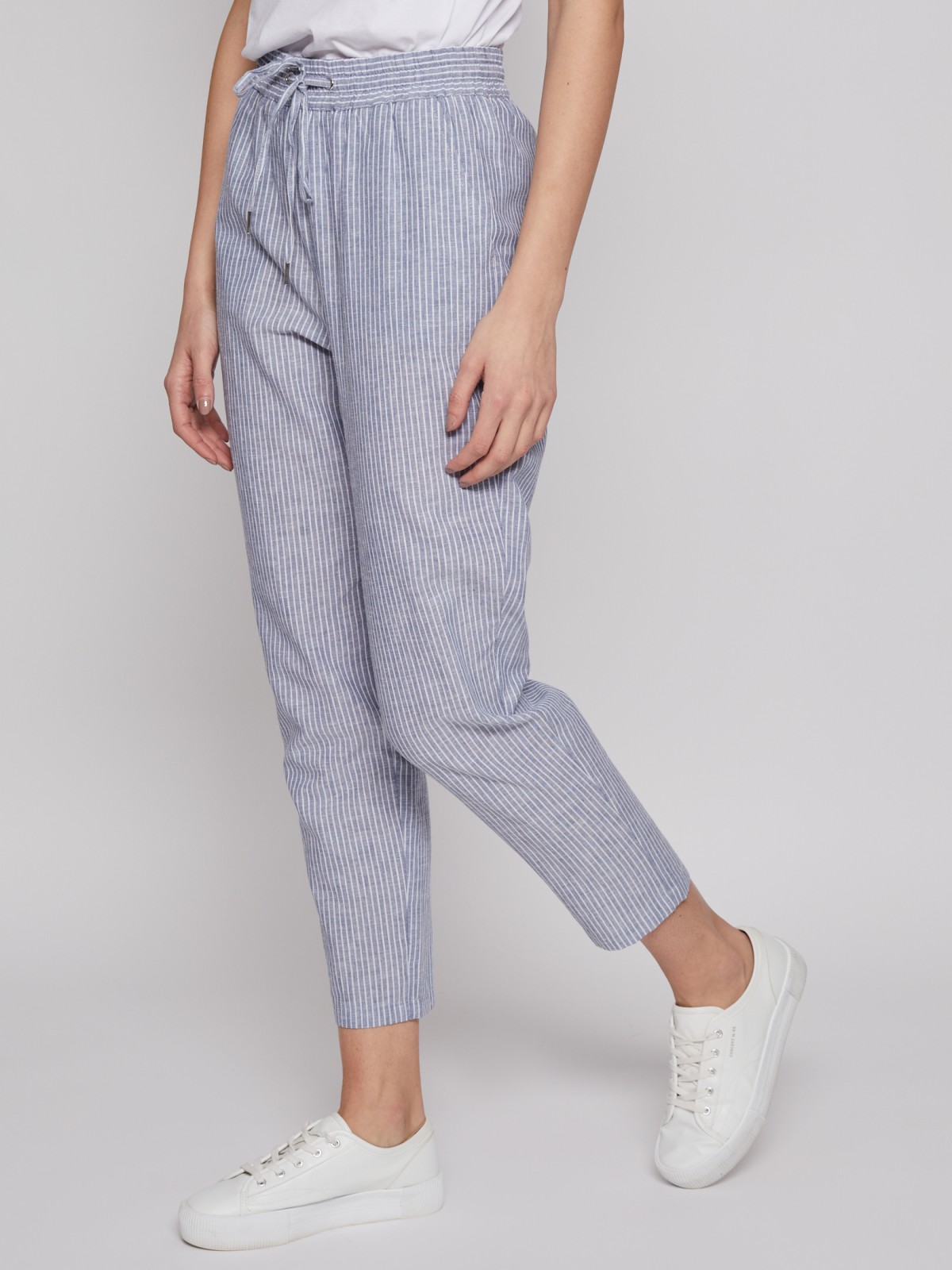 Брюки-джоггеры из льна на резинке