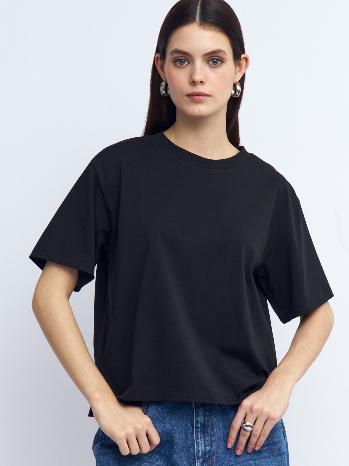 Трикотажная футболка однотонная