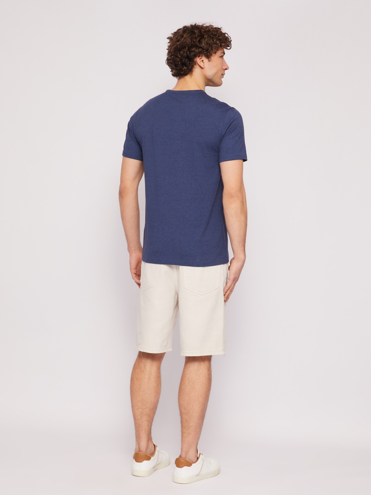 Футболка хенли в полоску с коротким рукавом