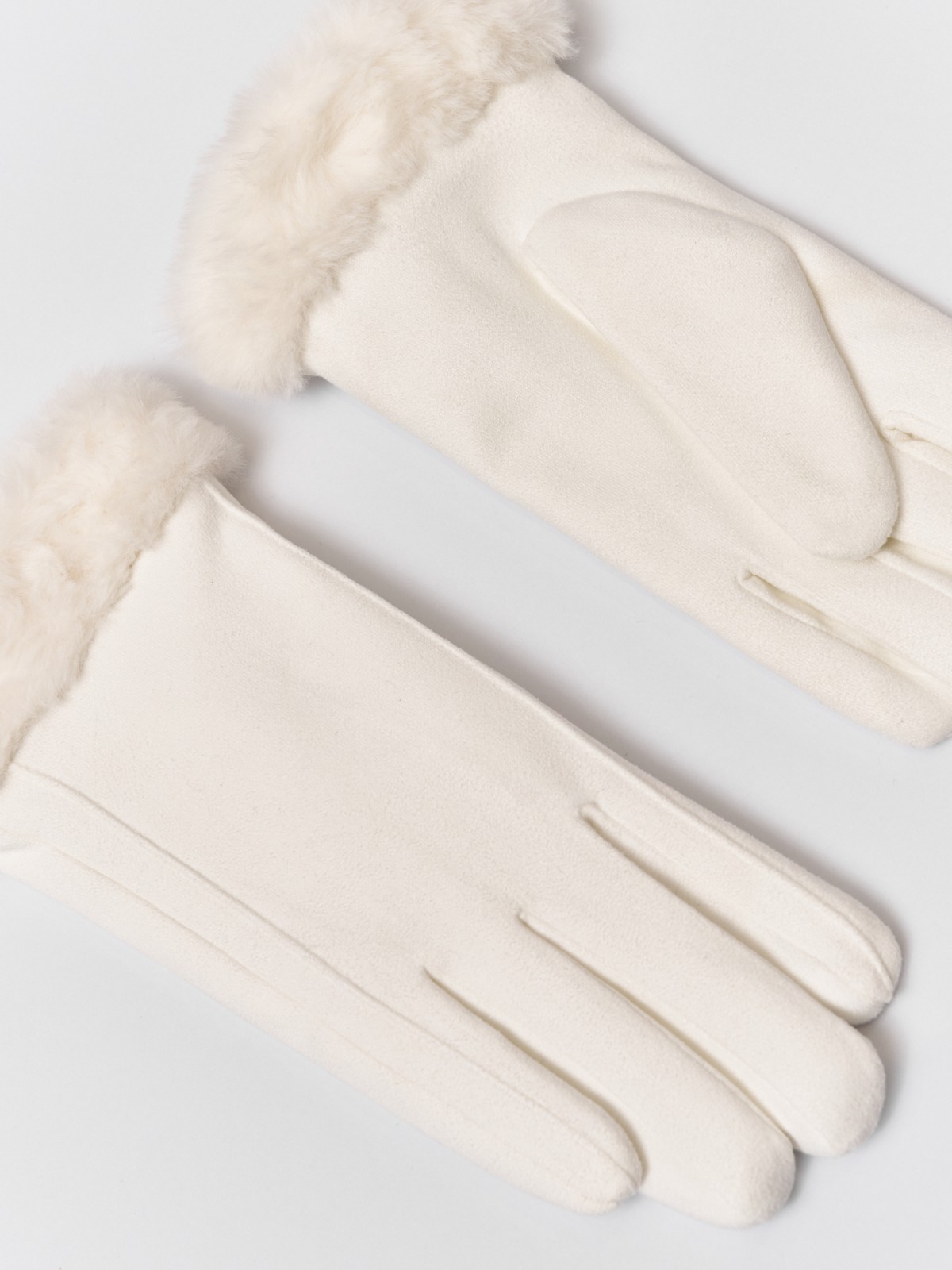 Тёплые перчатки с опушкой и подкладкой из экомеха