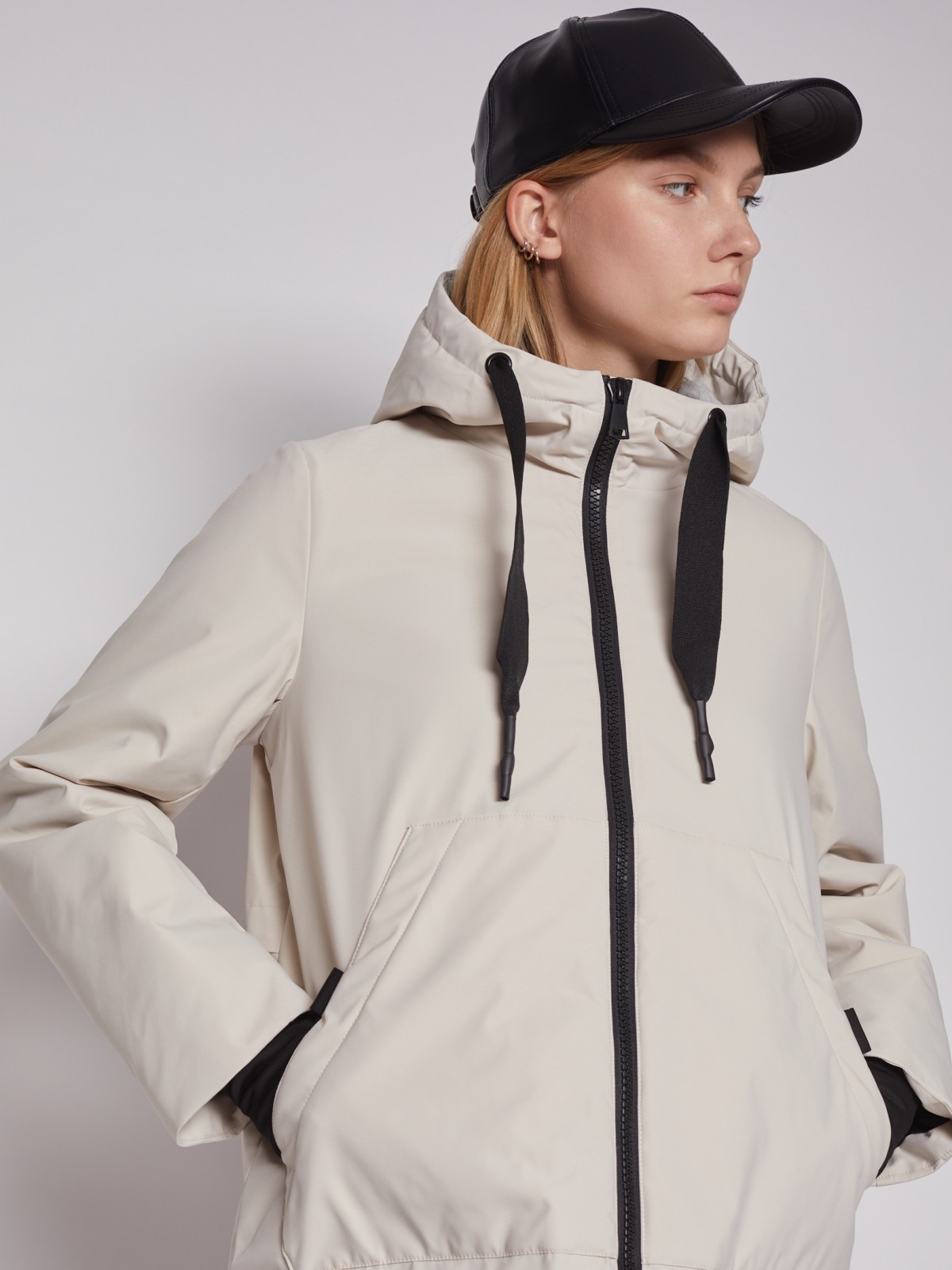 Утеплённая куртка с капюшоном zolla 022125102184, цвет молоко, размер XS - фото 6