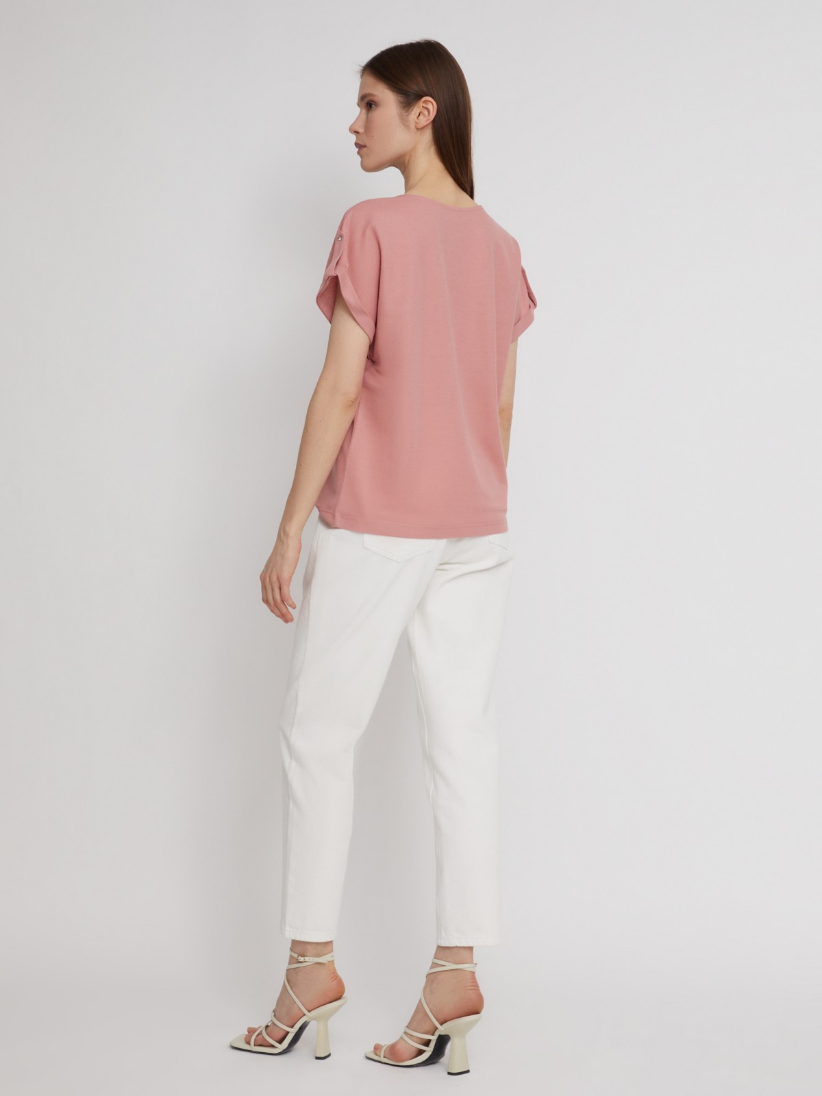 Блузка-футболка с коротким рукавом zolla 023213259023, цвет розовый, размер XS - фото 6