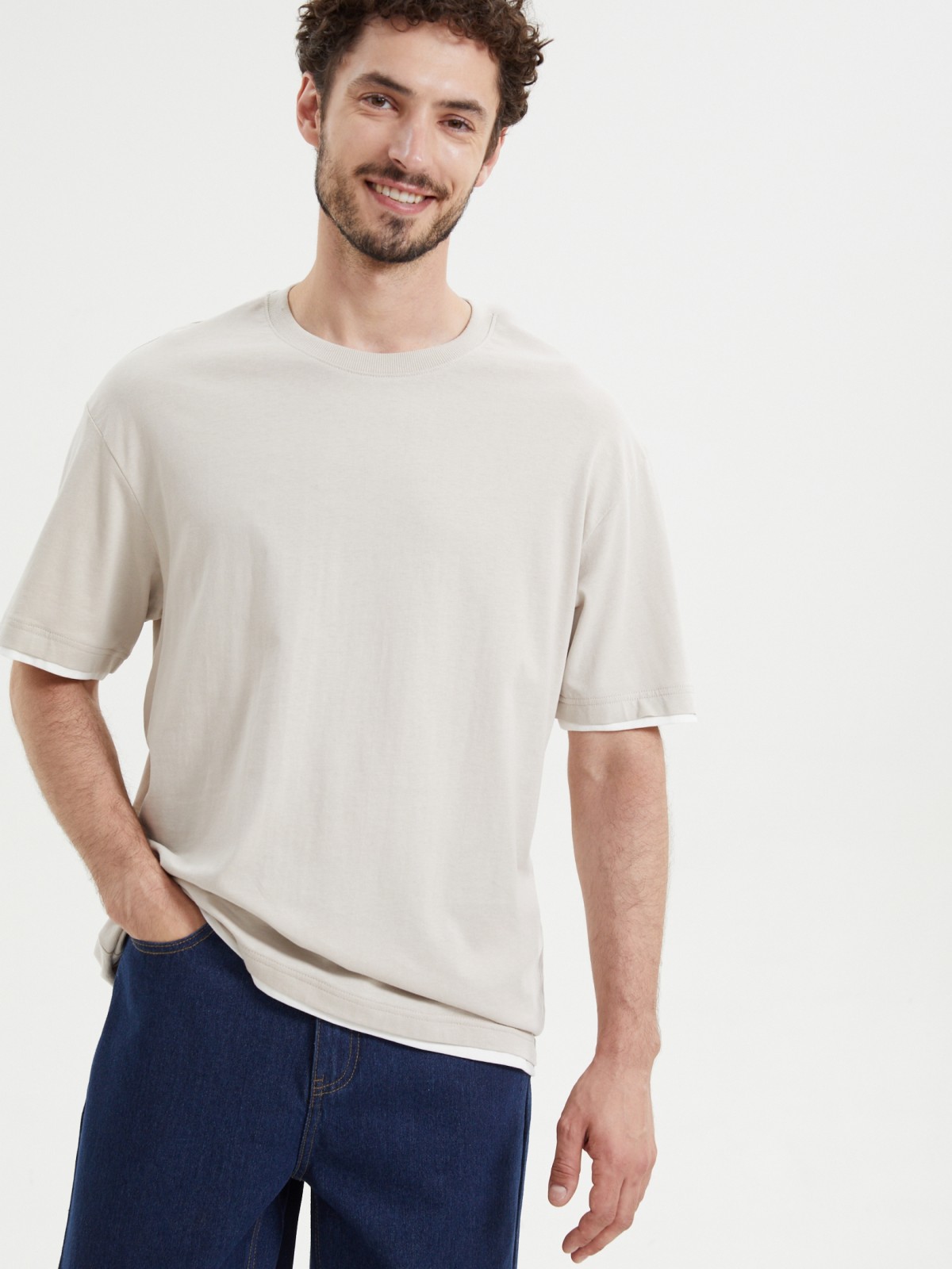 Футболка из хлопка с отделкой