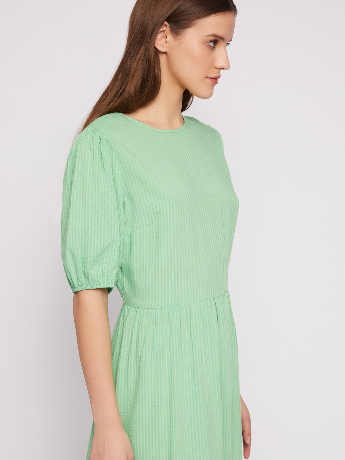 Ярусное платье миди с воланом zolla 02421827Y172, цвет зеленый, размер L - фото 3