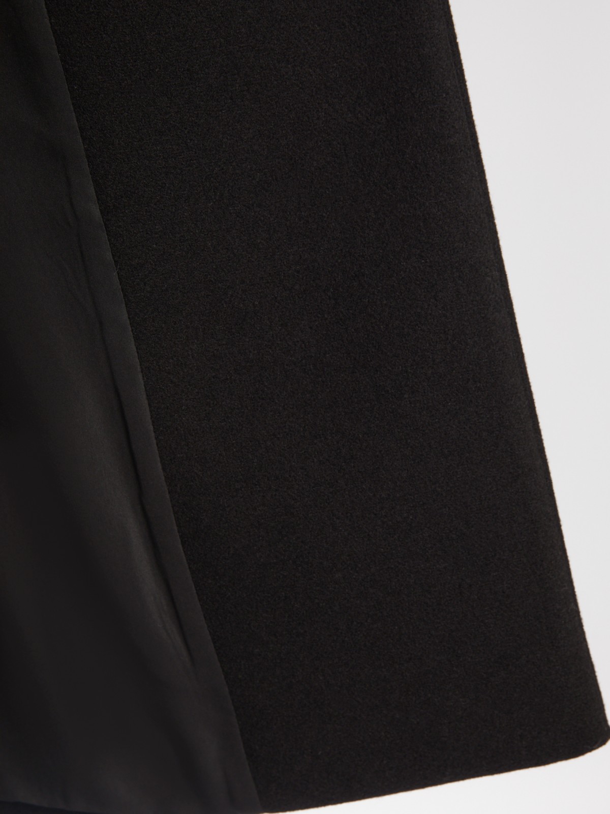 Укороченное пальто без утеплителя на кнопках с воротником на запах и поясом zolla 023335866124, цвет черный, размер S - фото 5