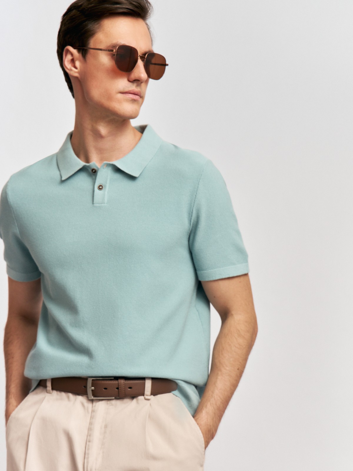 Футболка поло из вязаного трикотажа