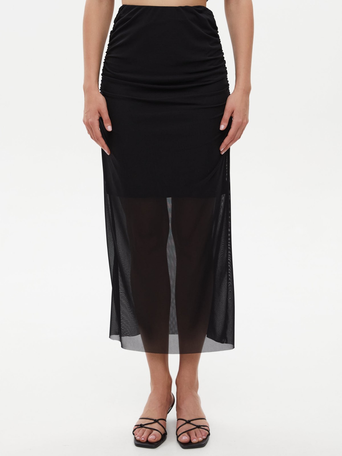 Юбка миди на резинке с драпировкой